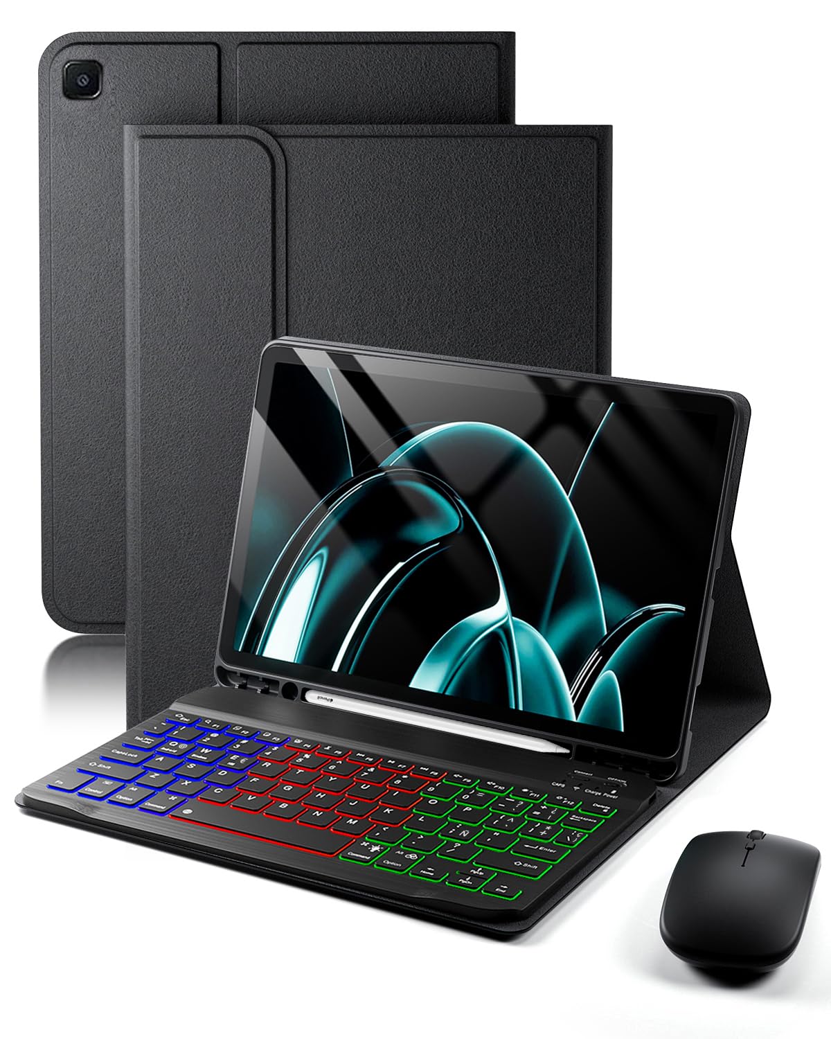para Samsung Galaxy Tab S6 Lite (2024/2022/2020) 10.4 Pulgadas Funda con Teclado inalámbrico Bluetooth retroiluminado (Teclado QWERTY, distribución española) y ratón