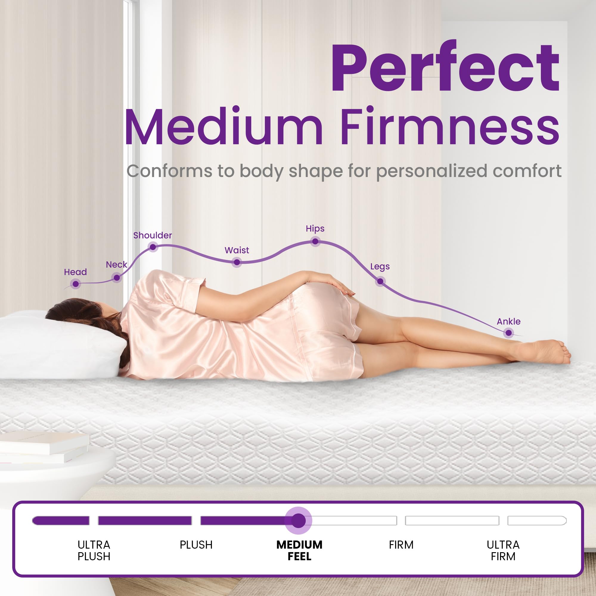 GAESTE 8 Inch Twin Cooling Gel Memory Foam Mattress for Cool Sleep Medium Firm CertiPUR-US Certified Foam, Mattress in a Box Pressure Relief Removable Cover No Fiberglass (Twin, 8 in) — view 2