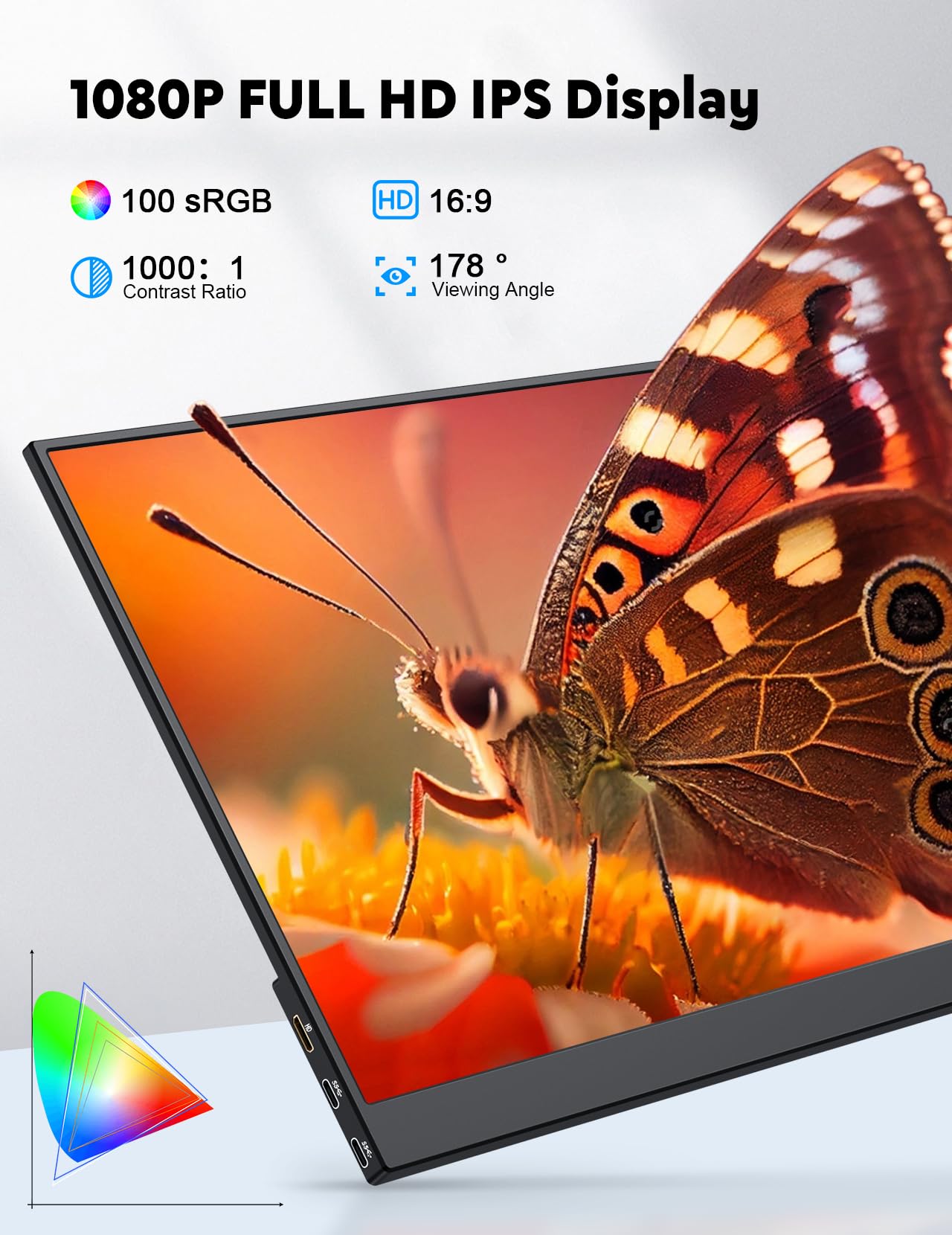 Portable Monitor with Stand 15.6