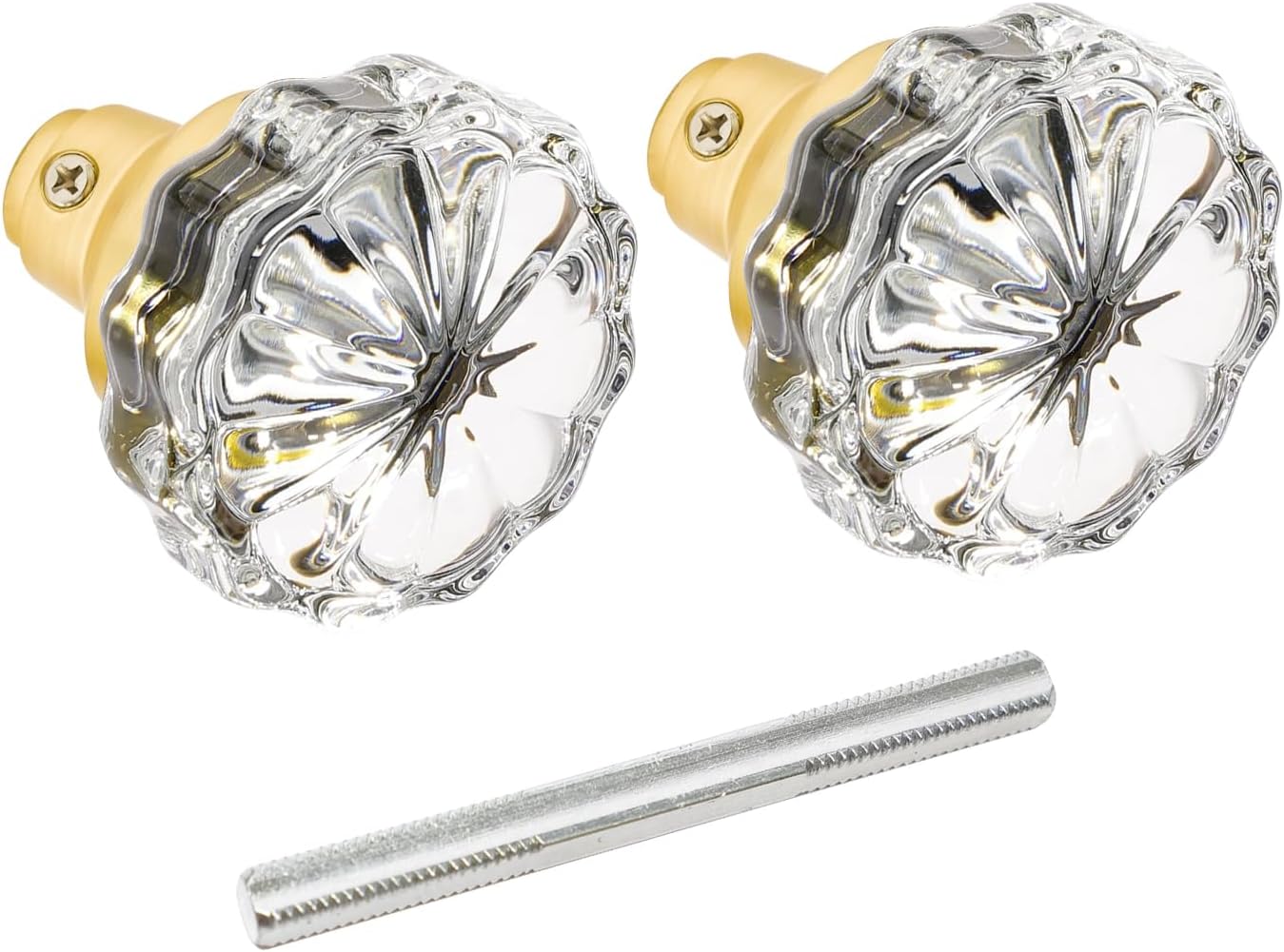 Glass Door Knobs Interior - Vintage Crystal Glass Knobs with Antique Mortise Lock Replacement for Interior Doors, Cabinets, Old-World Style Restorations Polished Brass/Gold 1 Pack