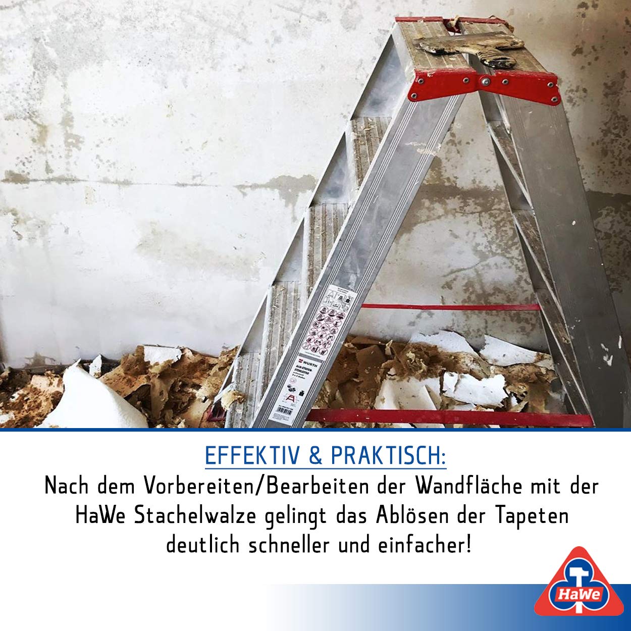 HaWe Profi Tapeten Stachelwalze mit Teleskopstiel 52-93 cm