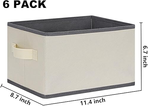 Miniatura 3 de LHZK Paquete de 6 contenedores plegables de tela para estantes, canastas de almacenamiento pequeñas para estantes, contenedores de almacenamiento de
