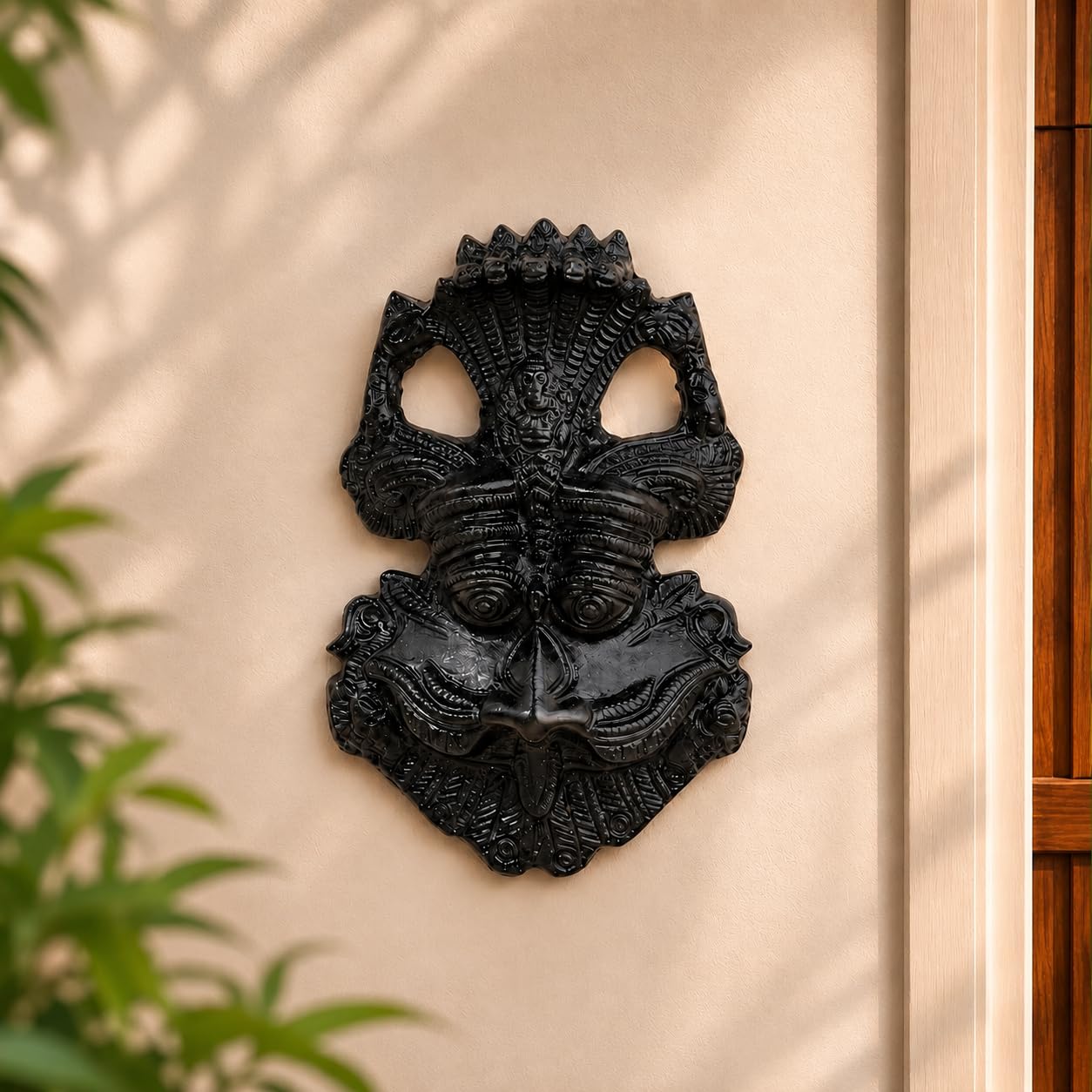 Metal Nazar Battu Wall Hanging 10 Inch – Evil Eye Door Hanging with Kirti Mukh & Naag Ganesha | Hand Painted Vastu Protection Decor for Home Entrance (Black)-picture-38