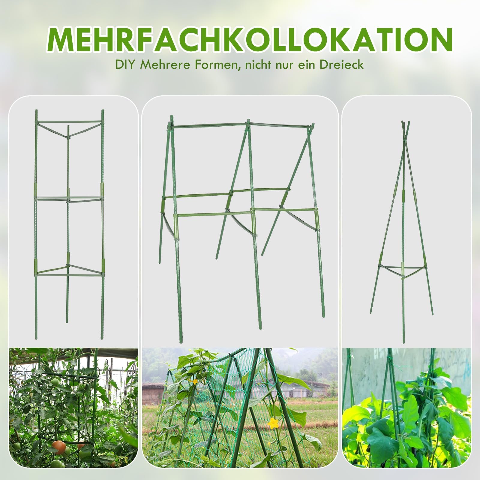 6 Stück Tomaten Rankhilfe, Gurken Rankhilfe, Rankhilfen für Kletterpflanzen für den Garten, Zusammengebaute Rankhilfe Tomaten, Rankhilfe für den Gemüse, Blumen und Obstanbau (120CM)