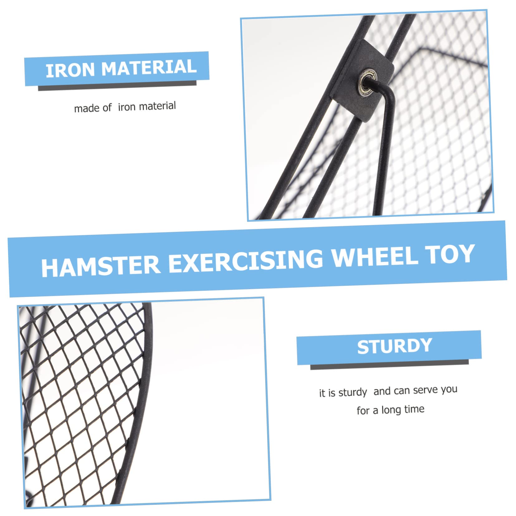 Geräuschloses Hamsterrad aus Eisen in Schwarz für Squirrel | Laufspielzeug mit Gestell, Sichere Drehbewegung und Leiser Betrieb, für Training und Bewegung