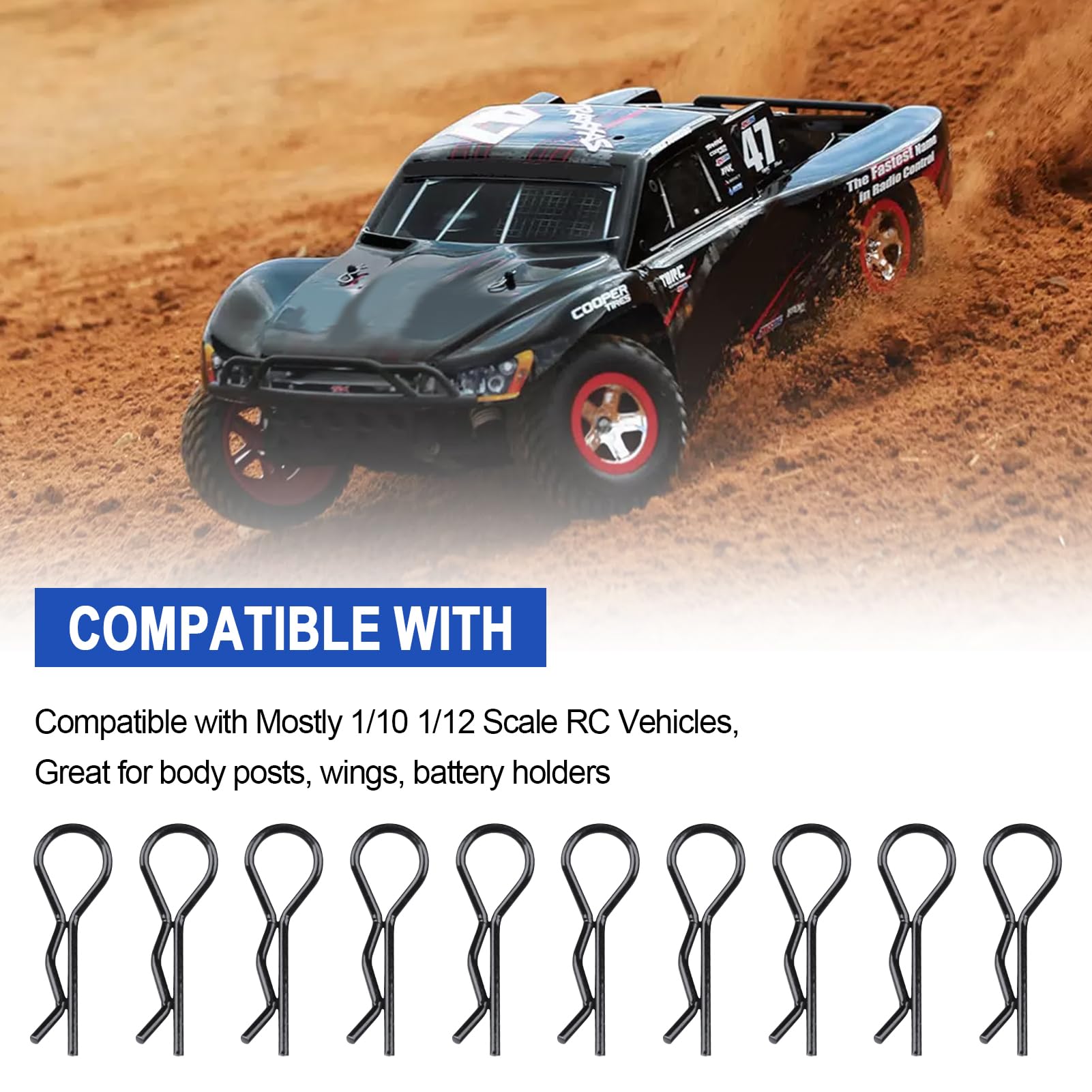 Lot De 100 Clips De Carrosserie RC En Acier Inoxydable - R-clips Pour Voiture 1/10, Fixation De Coque Facile