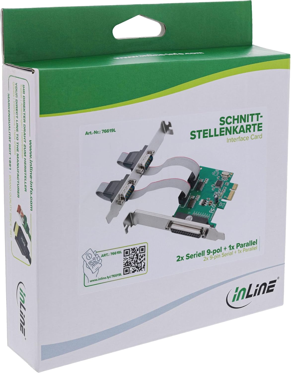 Inline Interface Card PCIe, 2X RS-232 + 1x Parallel