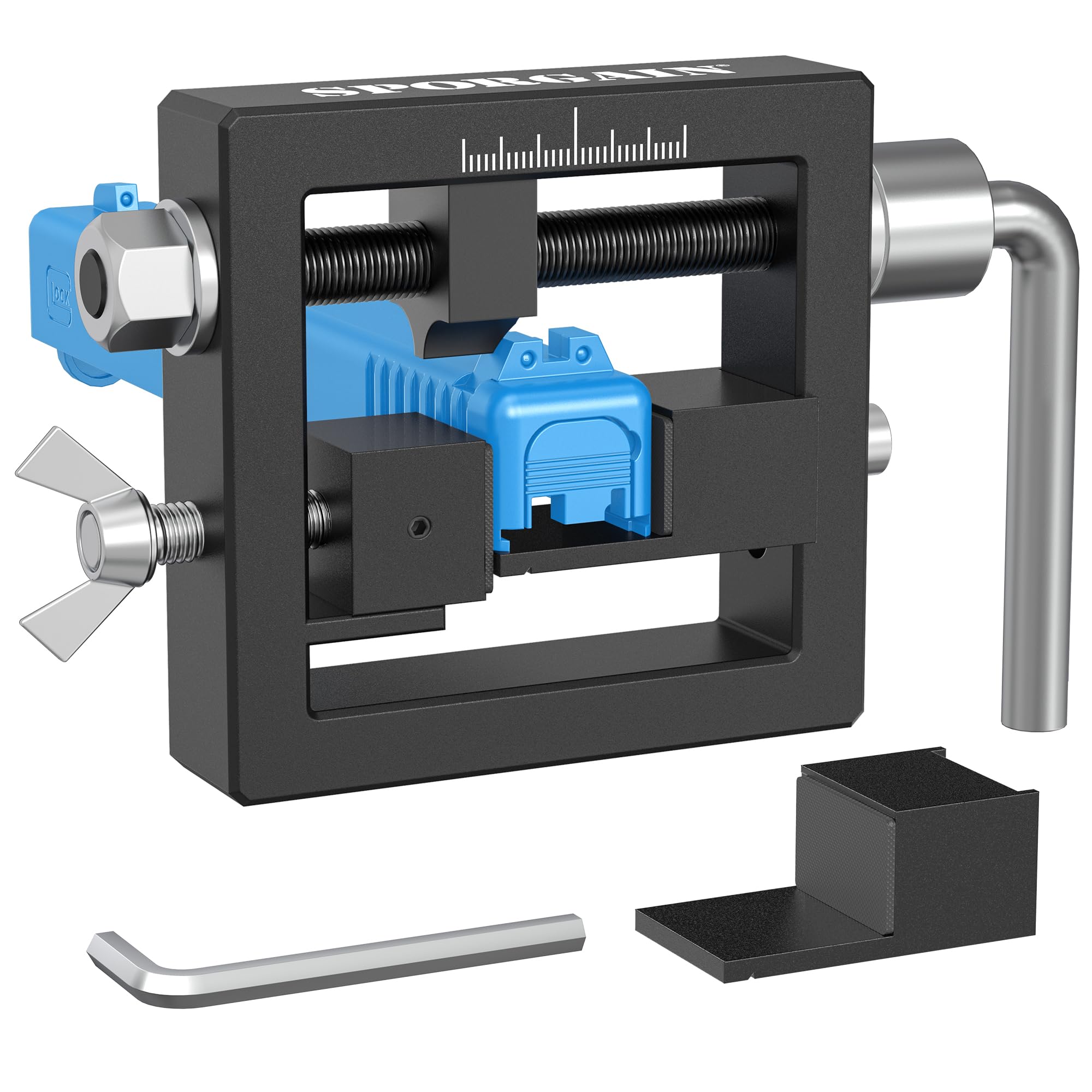 SporGain Pistol Sight Pusher Tool with Heavy-Duty Design Glock 19/43 and Similar Models, Fits Square Slides for Rear Sight Removal and Adjustment