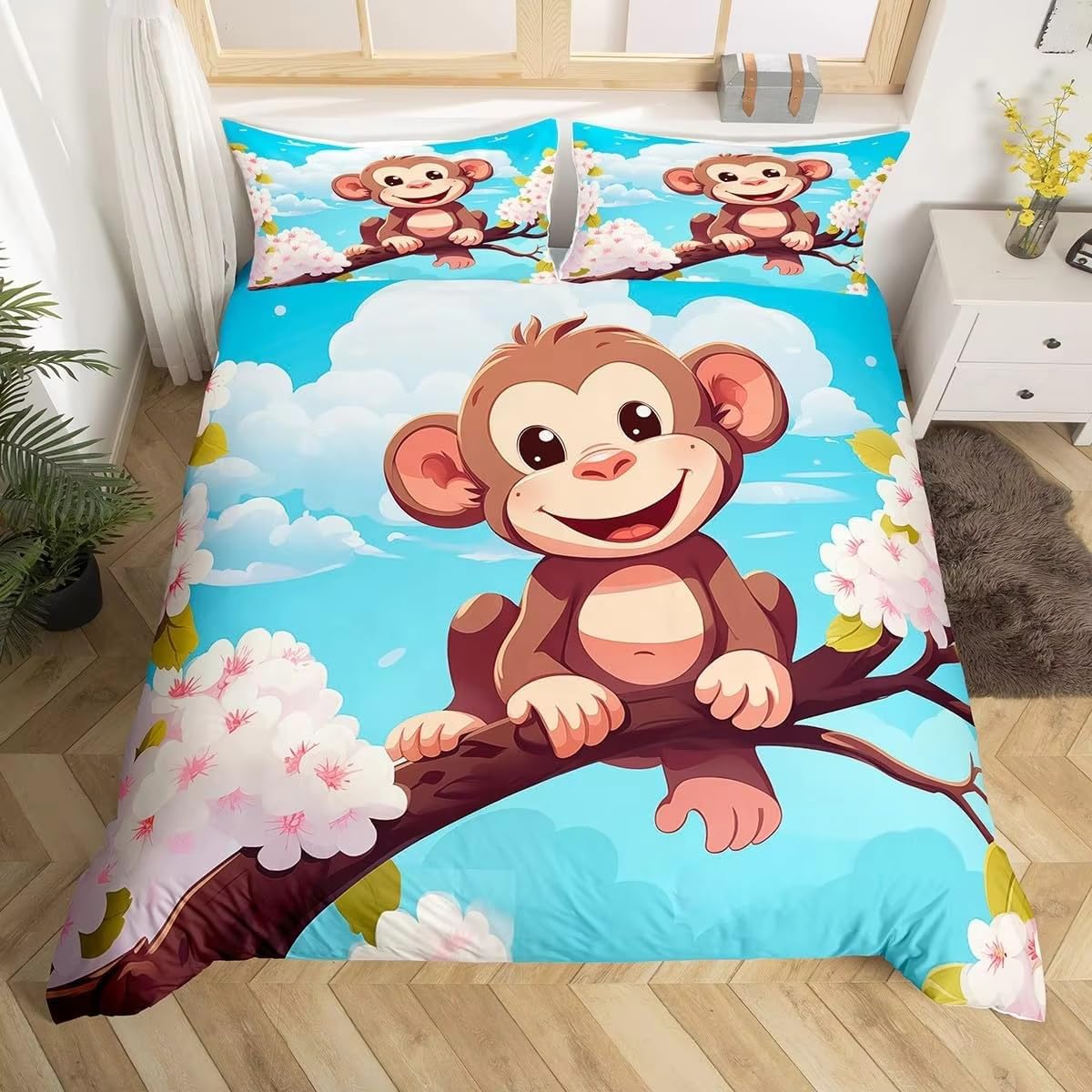 Parure de lit singe 200x200 pour une chambre d'ado accueillante