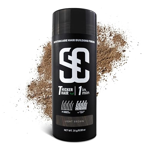 SOVONCARE Fibras capilares para adelgazar el cabello, color marrón claro, fibras de construcción de cabello para puntos calvos, indetectables y