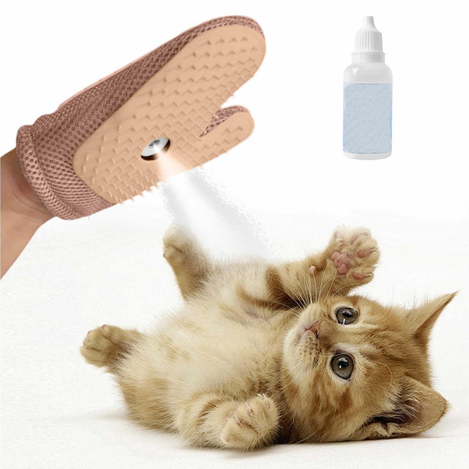 Meowvo All in One Grooming Mist Glove for Pets, Pet Hair Remover Electrostatic Gloves, Spray Massage Brush Gloves, 3-in-1 Reusable Grooming Tool for Dogs & Cats and Couch, Clothing (Brown)