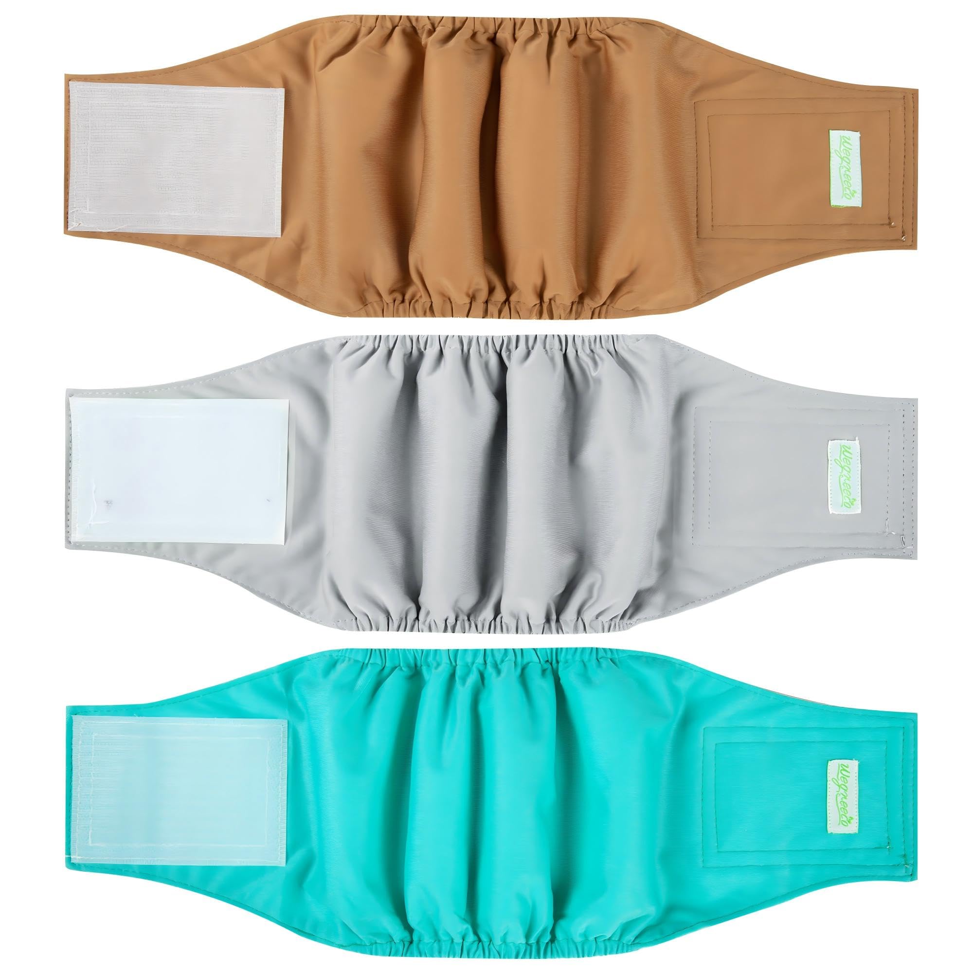 wegreeco Washable Male Dog Belly Band (Stylish Pattern)- Pack of 3 - Male Dog Belly Wrap, Dog Diapers Male (Blue Gray Coffee, X-Large)