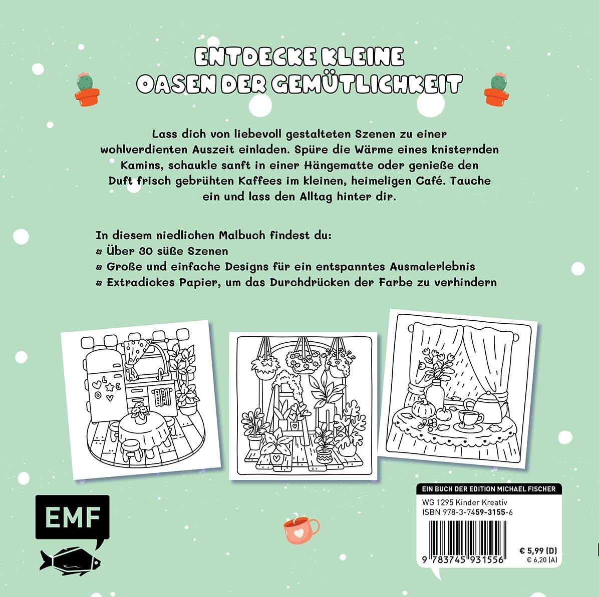 Cozy Coloring - Comfy Corners: Supersüßes Ausmalbuch zum Entspannen und Träumen - Für Erwachsene, Teenager und Kinder