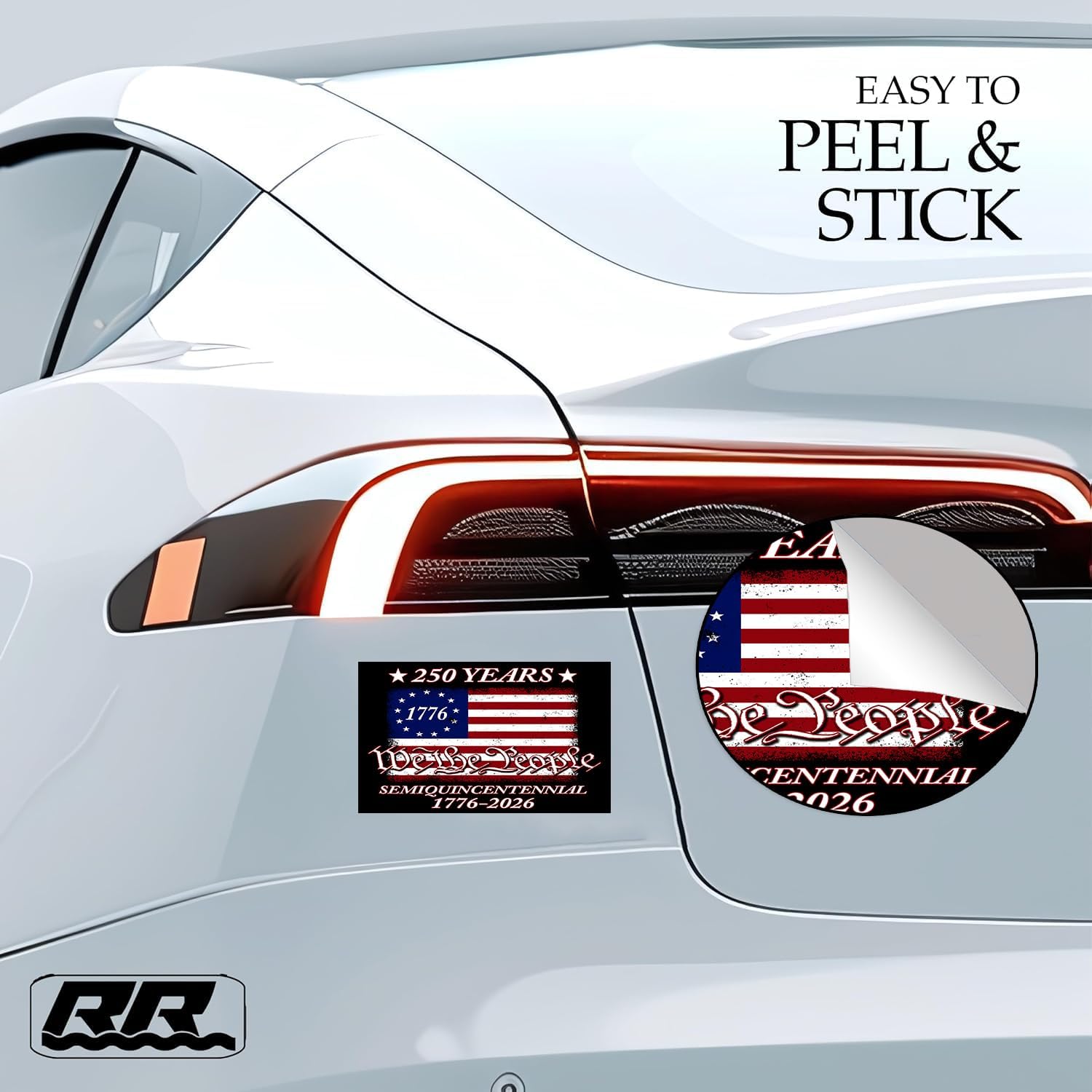 250th Anniversary USA Flag Sticker Bumper Car Decal Patriotic American United States 1776-2026 250 Years Black - Image 3