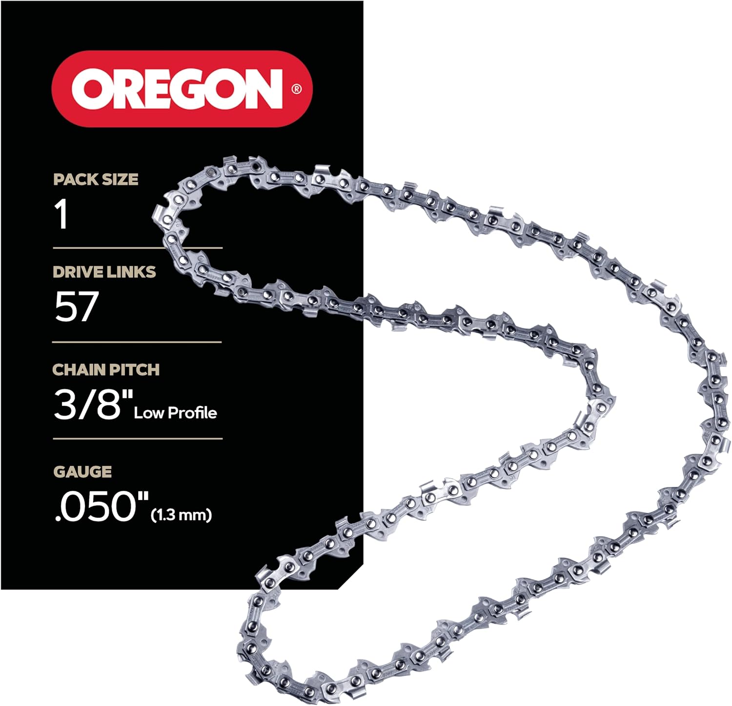 Oregon S57 AdvanceCut 16 inç Kılavuz Çubuğu için Yedek Motorlu Testere Zinciri, 57 Tahrik Bağlantısı, Adım: 3/8 inç Düşük Profil, Düşük Titreşim, 127 cm Ölçü