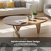 Vista 7 de Solid Wooden Modern Triangle Coffee Table: Unique Funky Coffee Tables for Living Room, Oval Mid-Century Irregular Abstract Tea Tables for Patio