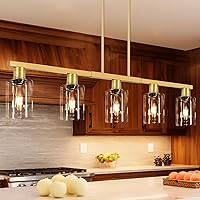 Vista 20 de DSMJFU Candelabro Rectangular Negro Estilo Granja para Comedor, Lámpara Colgante Lineal de 5 Luces, Lámpara de Isla de Cocina Rectangular Sobre
