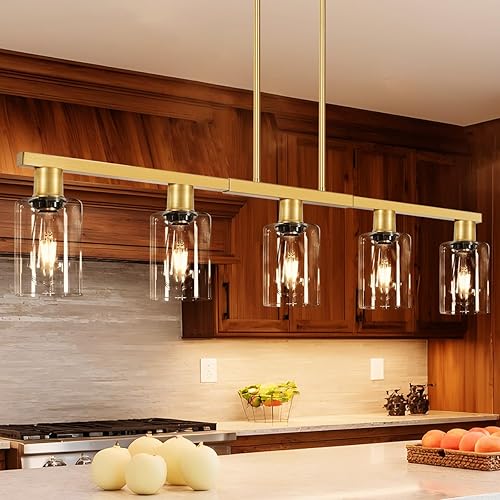 Miniatura 20 de DSMJFU Candelabro Rectangular Negro Estilo Granja para Comedor, Lámpara Colgante Lineal de 5 Luces, Lámpara de Isla de Cocina Rectangular Sobre