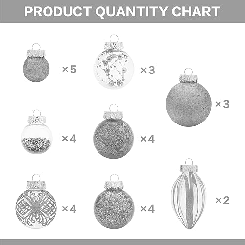 Miniatura 3 de Juego de adornos de Navidad, 32 piezas de plástico transparente inastillable, adornos colgantes para decoración del árbol de Navidad, para
