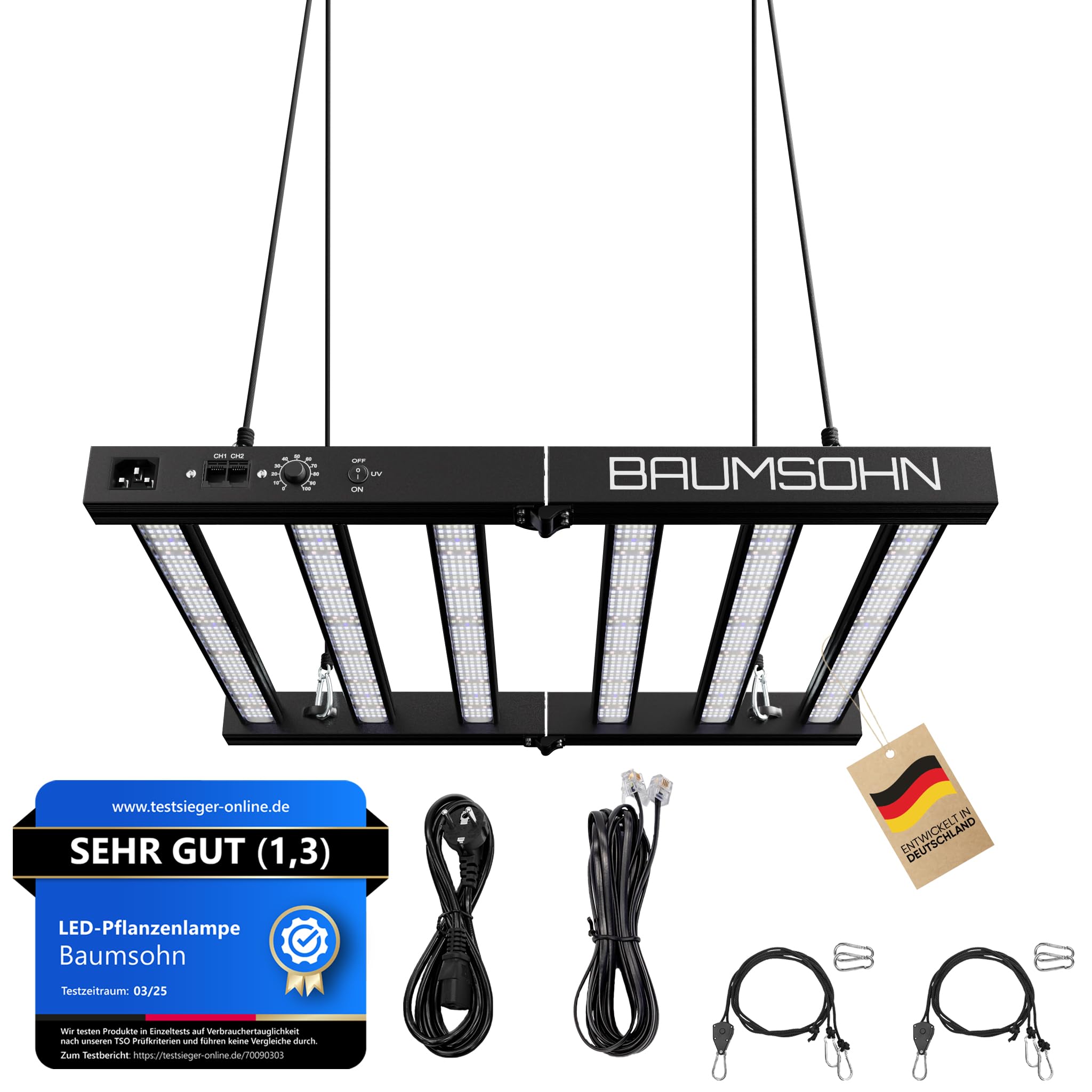 Baumsohn® ProLine GL2000W Vollspektrum LED Grow Light Pflanzenlampe mit LED Technologie Pflanzenlicht dimmbar mit 5 Jahre Herstellergarantie