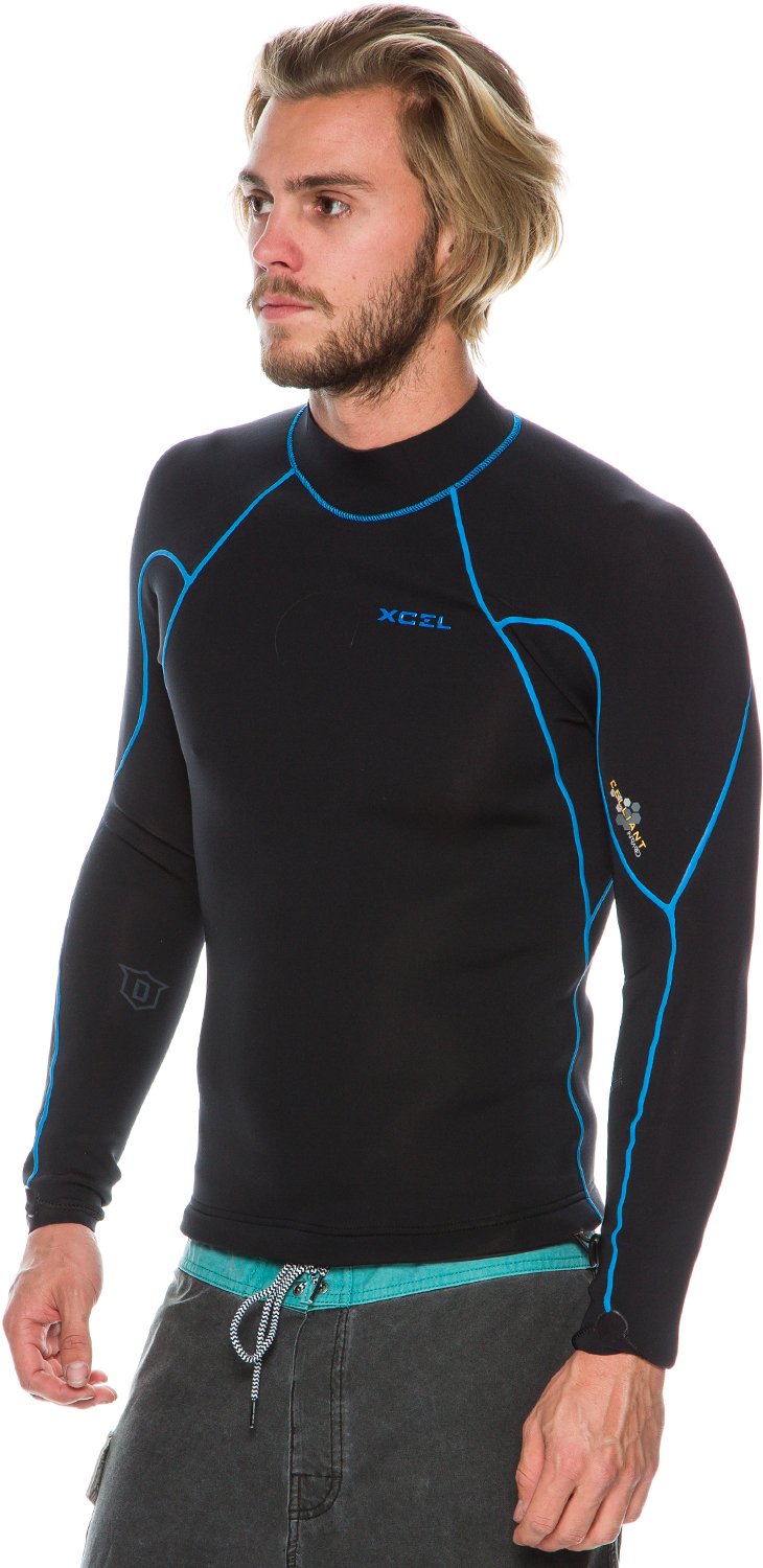 XCEL Men's Drylock TOC 2MM Wetsuit Top, Black W/Colored Power Seams, Small