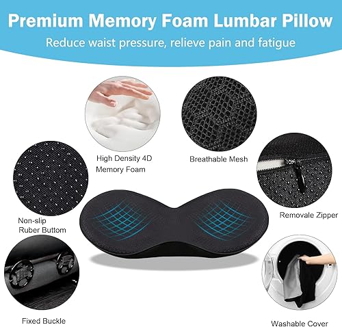 Miniatura 3 de Cojín de asiento de automóvil, almohada de espuma viscoelástica para asiento de coxis para conducir, alivio del dolor de ciática y espalda, cojines