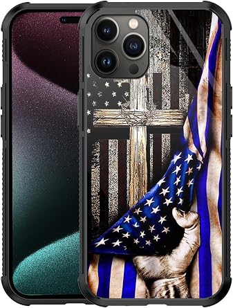 Generic Case Compatible with iPhone 11,Cross American Flag Case for iPhone 11 Design for Men Boys [Anti-Scratch] Non-Slip+Shockproof Rugged TPU Protective Case