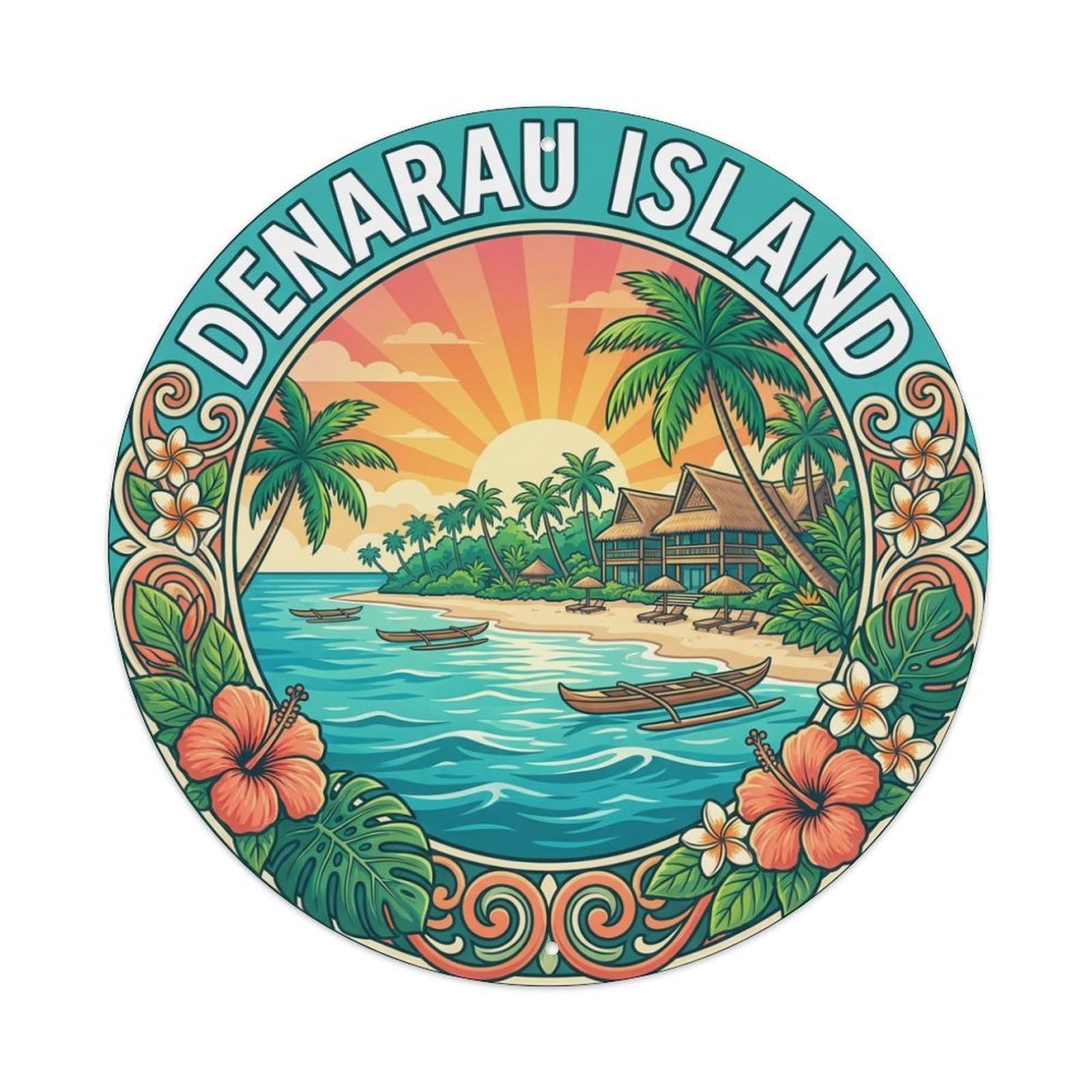 Vintage Travel Fiji Denarau Island Metal Tin Sign