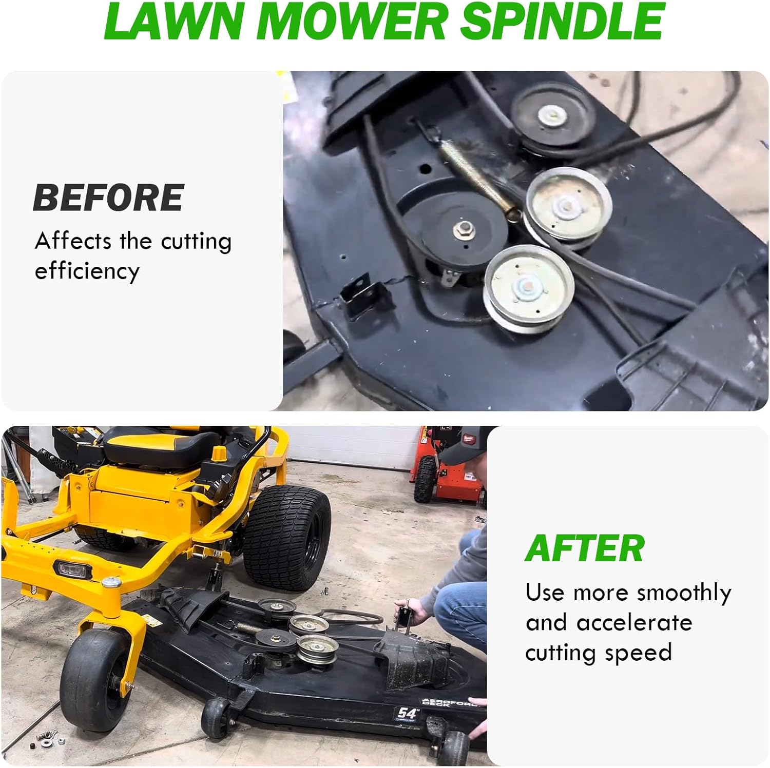 Mower Deck Spindle Compatible with Cub Cadet XT1-GT54,XT1-ST54,ZT1-54,ZT2-54,ZTS2-54.Craftsman T3200,Z5800.Troy Bilt Mustang 54XP with 54" Deck 618P09236 618-09236 3Pcs