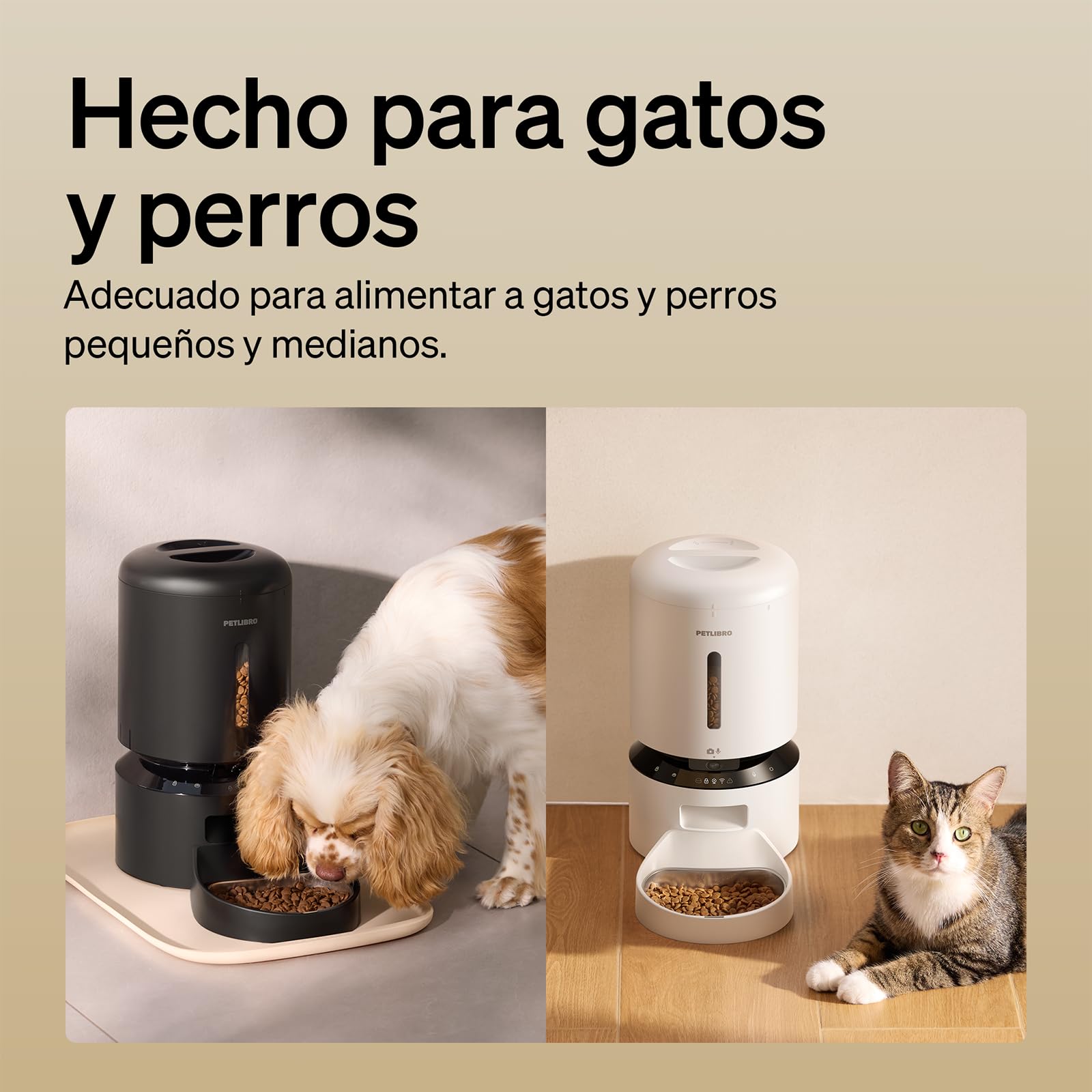 PETLIBRO Comedero Gato Automatico 5G WiFi con Cámara 1080P, 5L Dispensador Comida Gatos/Perros con Visión Nocturna y App, Detección de Movimiento, Cuenco de Acero Inoxidable, Blanco