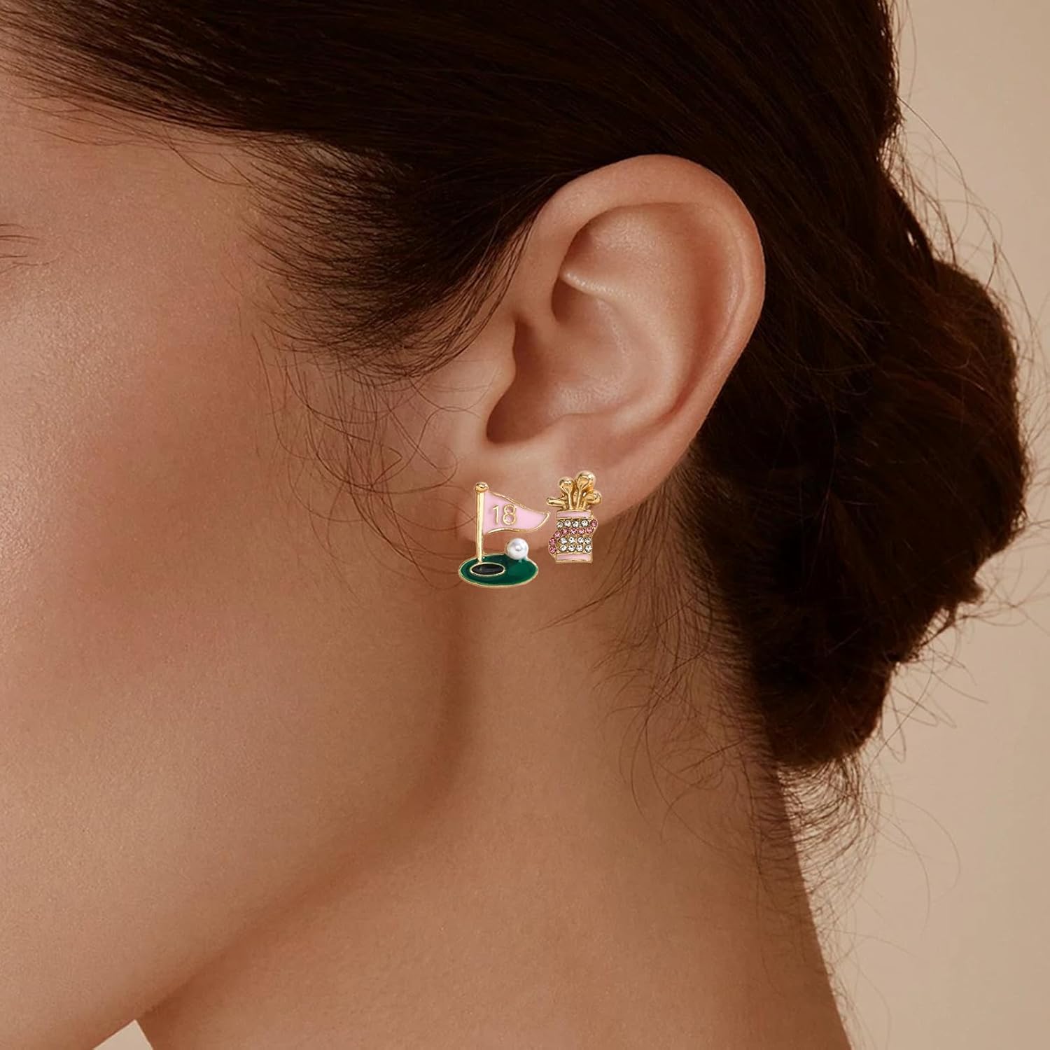 4 Pcs Golf Earrings Studs Sets for Women, Fashion Sports Earring Studs Stackable Golf Jewelry for Women Game Day Earrings Outfits Gifts - Image 8