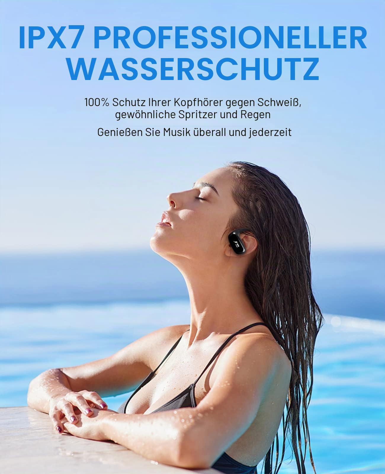 CYBORIS Sport Schwimmen Wasserdichte Kopfhörer, IPX7 Wasserdicht 32GB MP3-Player mit Bluetooth, Lauf-Kopfhörer, 10 Stunden Spielzeit, Kabelloses Bluetooth 5.3 Headset mit Geräuschunterdrückung
