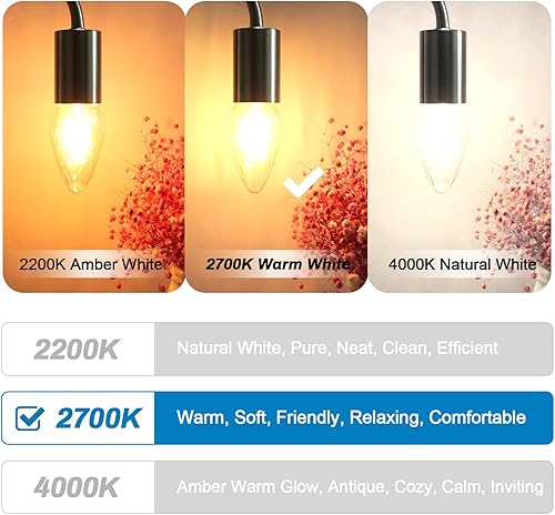 Miniatura 5 de LangPlus+ F15 - Bombilla LED regulable de 8 W, base E26 de 2700 K, luz blanca cálida de vidrio arrugado para lámpara de techo para ventilador de