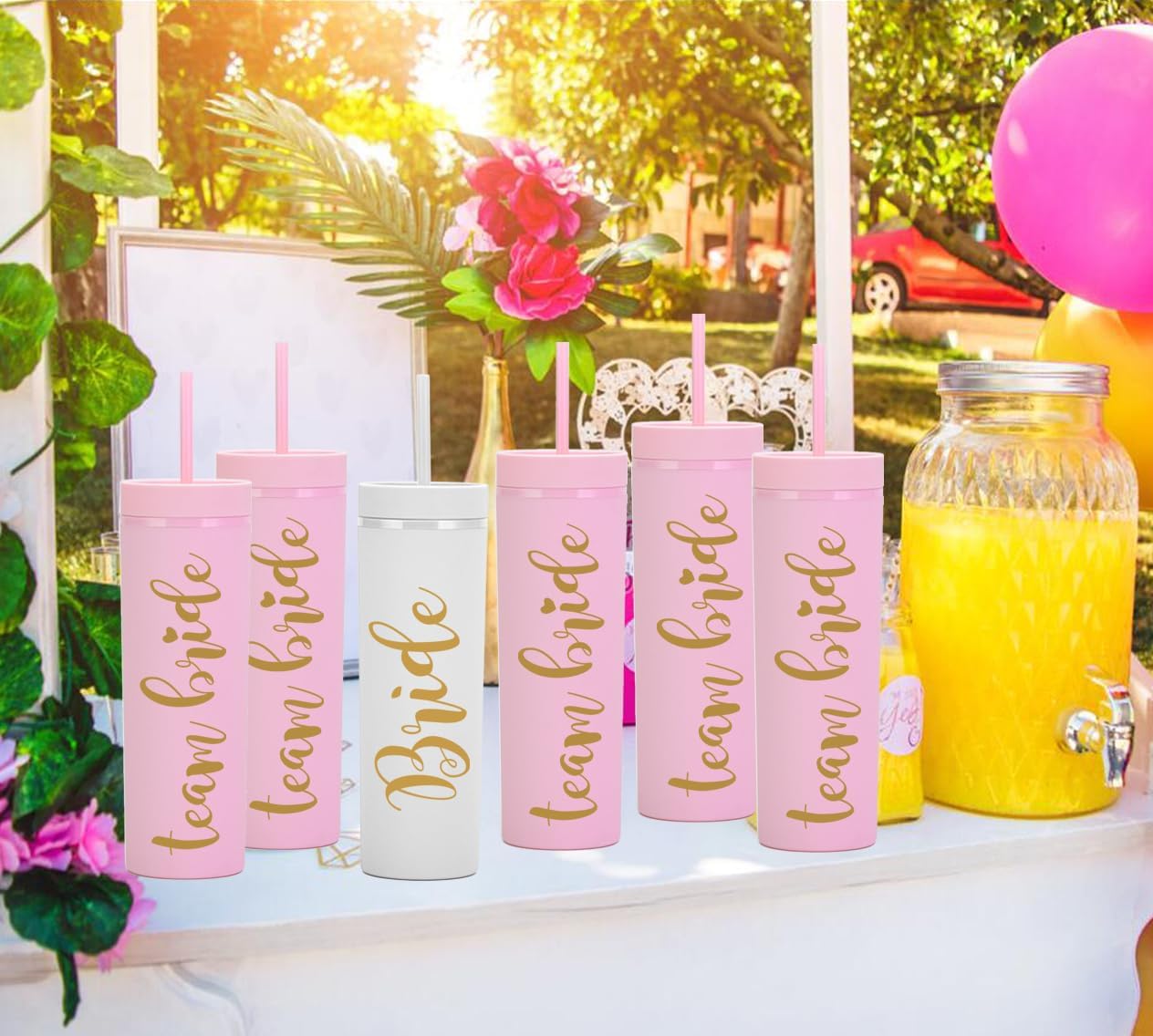 Bride & Team Bride 16oz Skinny Tumblers.Bachelorette Party Cups.Engagement Wedding Gifts.Bridesmaid Proposal Gifts.Bridal Shower Gifts.Bride Bridesmaids Bridal Party Tumblers Cups. - Image 5