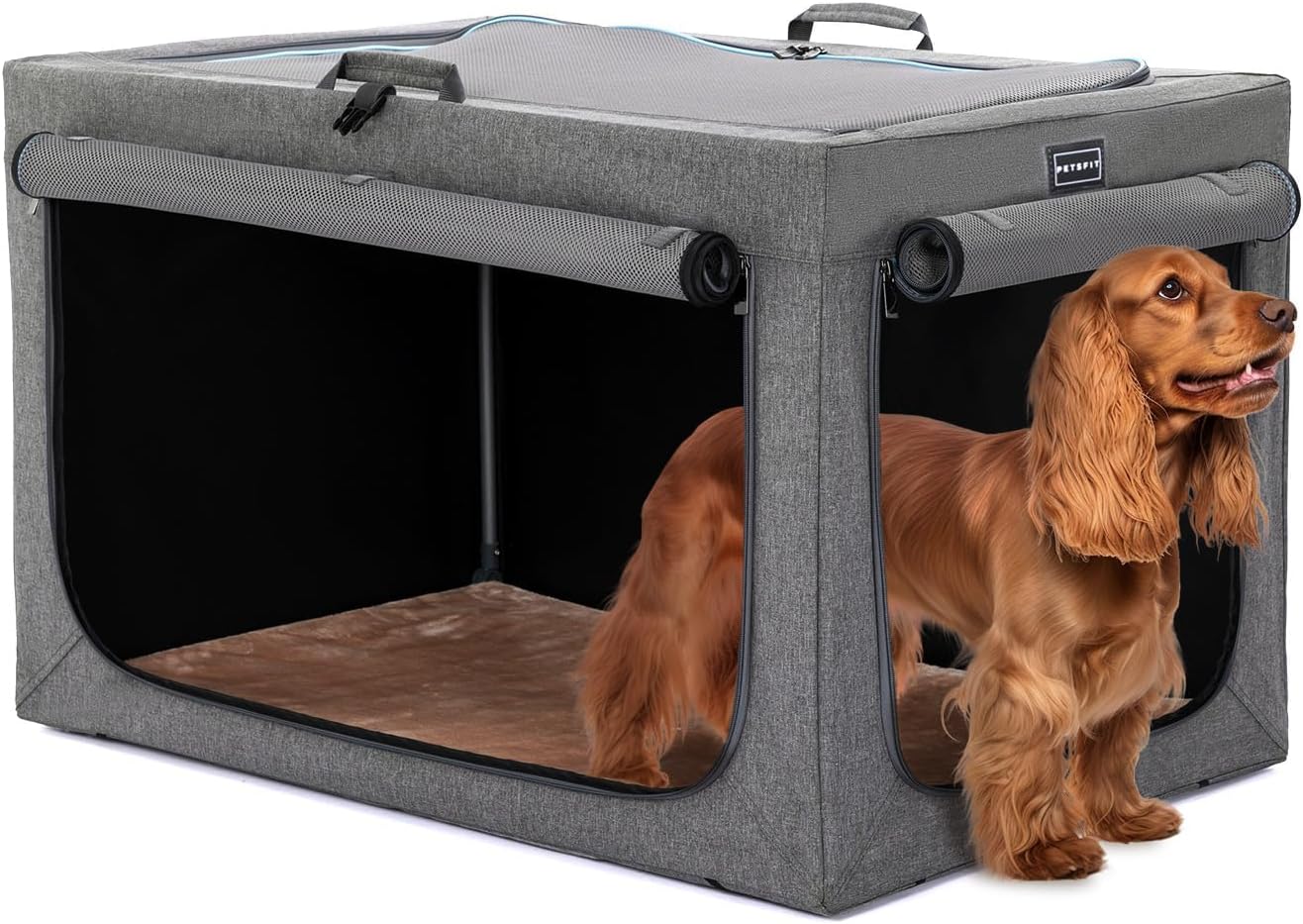 Petsfit Collapsible & Portable Dog Crate, 3Door wth