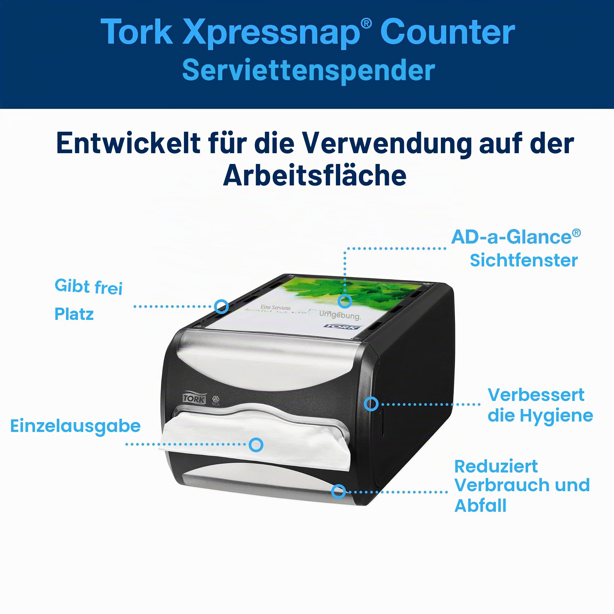 Tork 272511 Xpressnap Thekenspender für N4 Spenderservietten / Serviettenspender in Schwarz