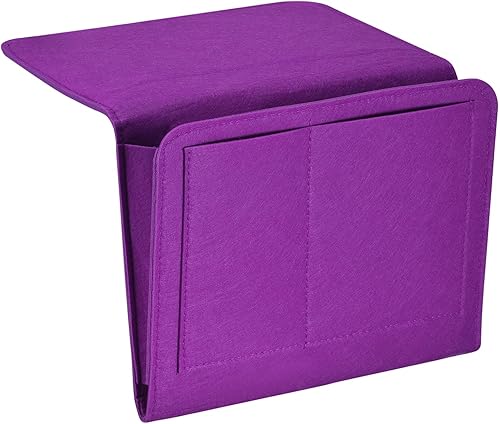 Miniatura 6 de PATIKIL Organizador de mesita de noche de 11 pulgadas, organizador de cama colgante de fieltro suave, 5 bolsillos de cama, organizador de