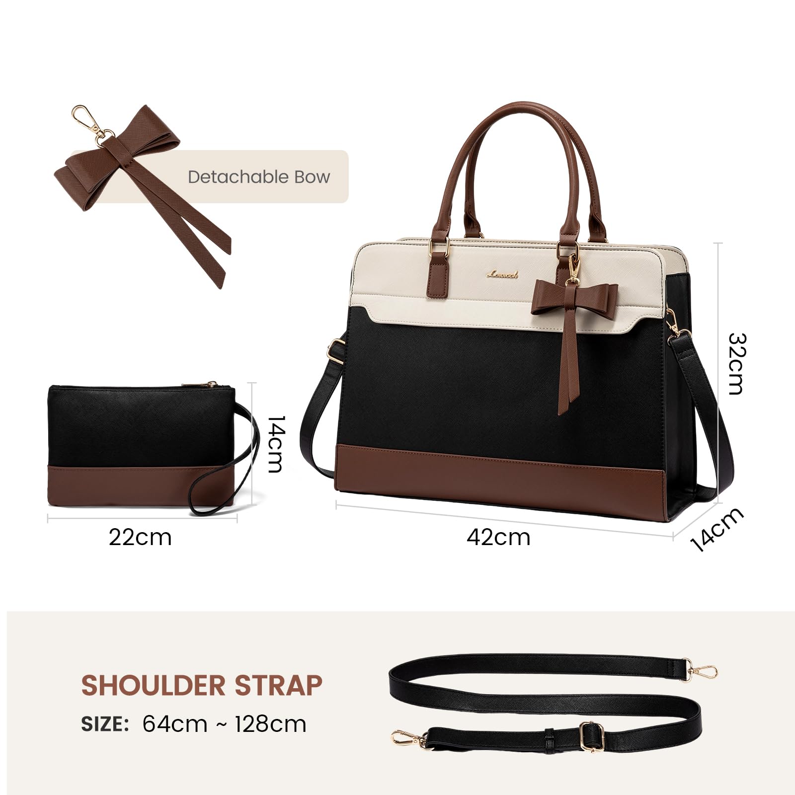 LOVEVOOK Handtasche Damen Groß, 15,6 Zoll Laptoptasche Arbeitstasche Elegant Uni Tasche Schultasche Lehrertasche, PU Leder Aktentasche Business Shopper Tasche Tote Bag für Schule Büro Arbeit