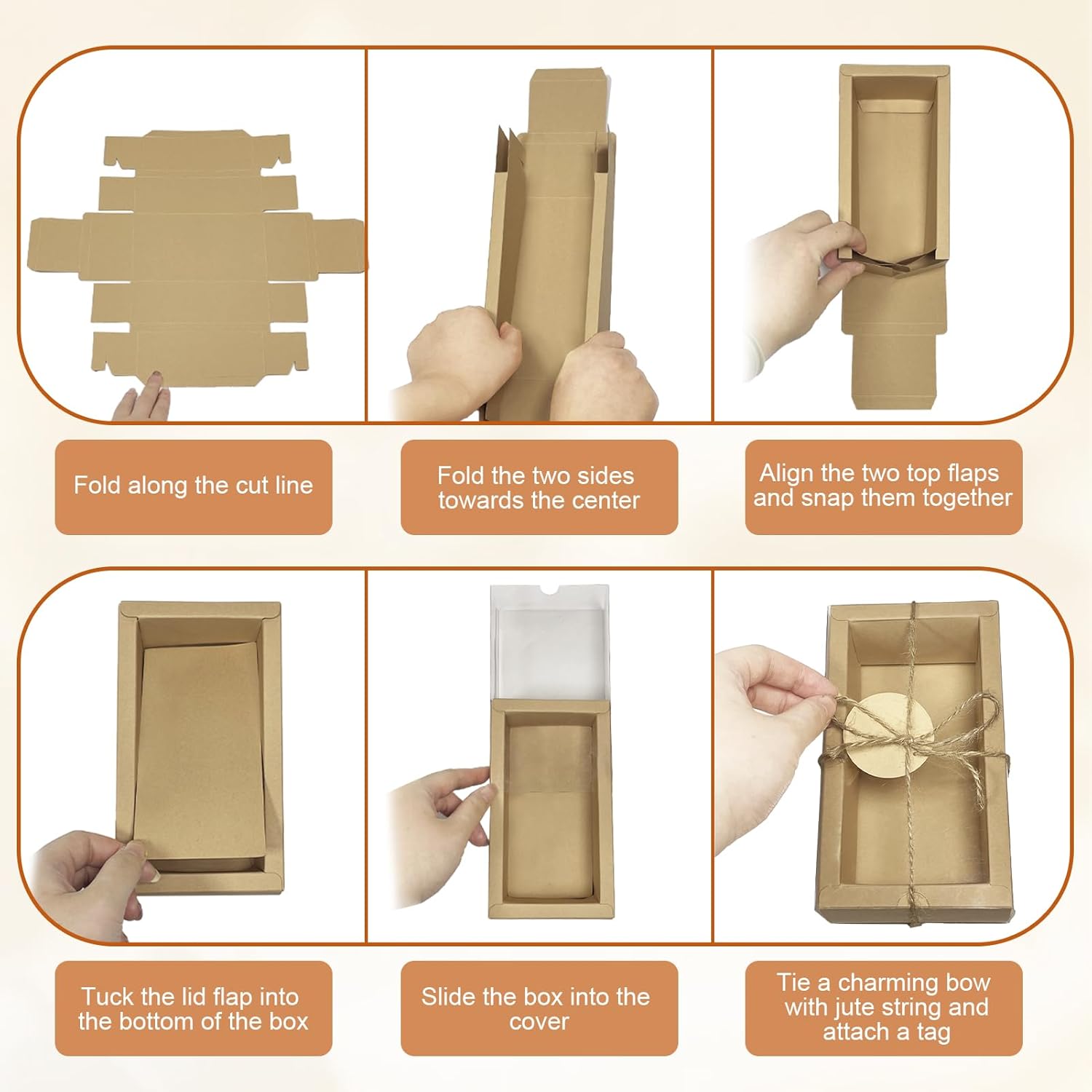 H.J. Immbir 30 Sets Kraft Gift Boxes Rectangle Kraft Paper Drawer Box with Window Homemade Soap Box with Blank Tags and Jute String for Birthday Christmas Weddings