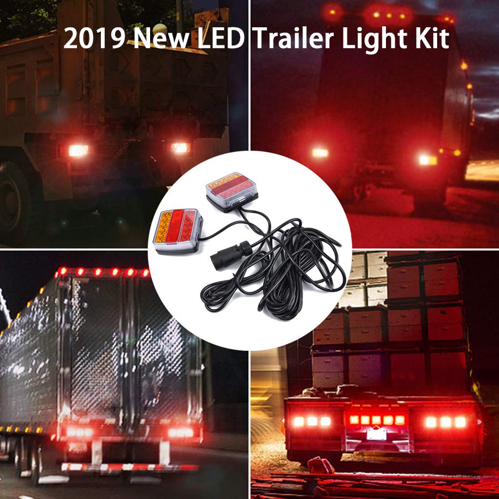 2019 Nouveau Kit d'Eclairage de Remorque Submersible LED 12V, Feux Remorque -2 PCS Éclairage Remorque Gauche et Droite pour Camion, Remorque, Bateau, Fourgonnette, Caravane etc (comme montré)