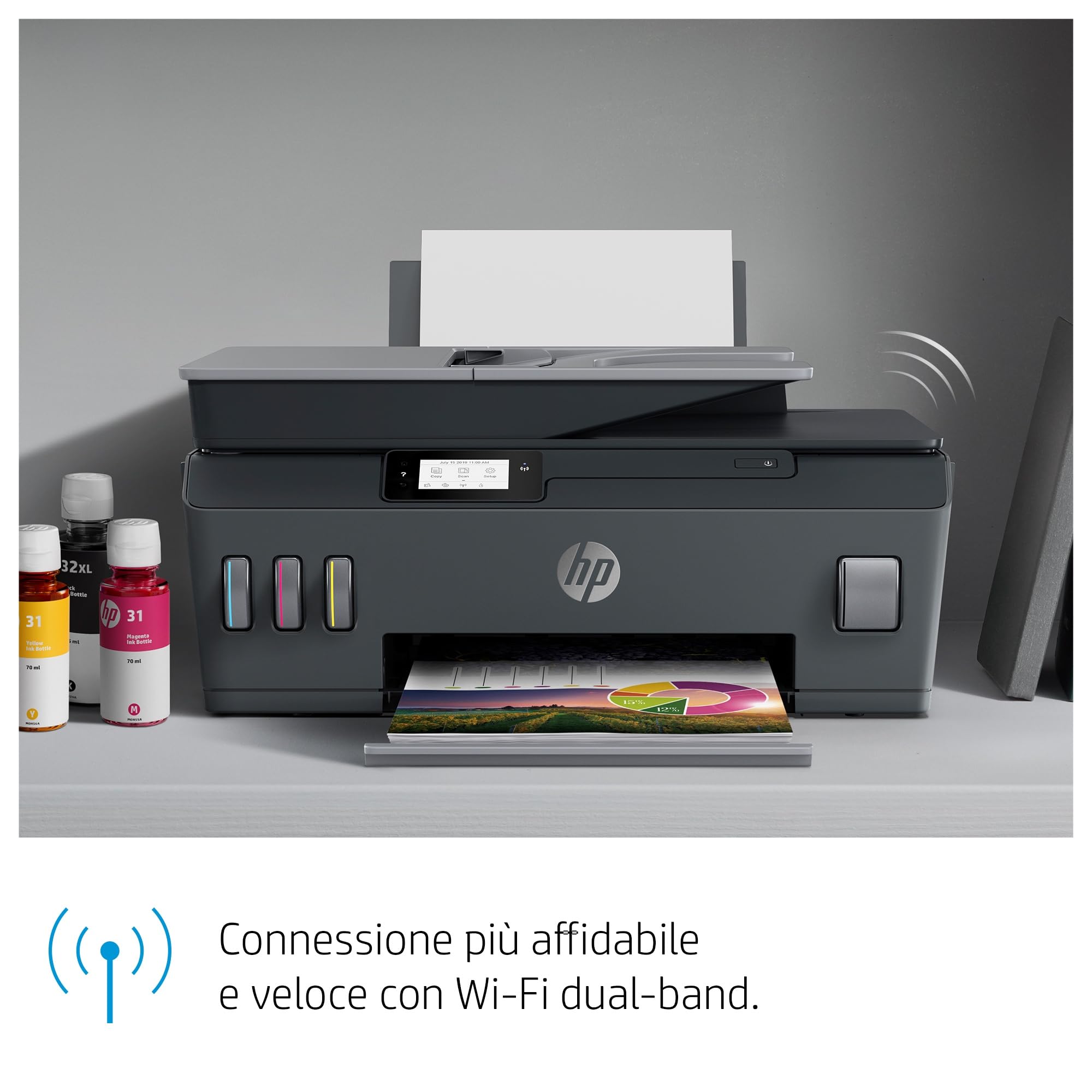 HP Smart Tank Plus 655 AiO Y0F74A, Stampante Multifunzione a Colori, Serbatoio d'Inchiostro ad Alto Volume di Stampa, Fino a 12000 Pagine (Nero) e 8000 Pagine (Colore), Scansione, ADF, Wireless, Nera