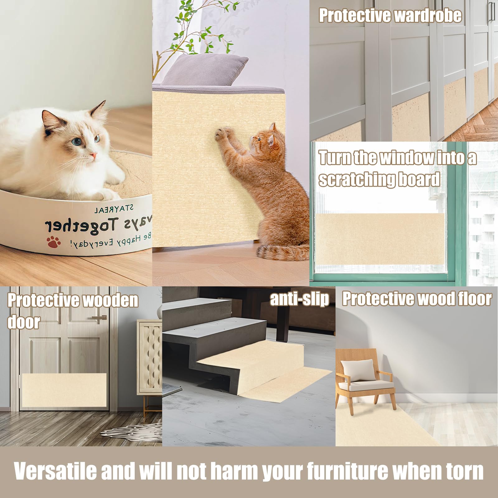 Tappetino Tiragraffi Per Gatti Autoadesivo - 2 Pezzi 100x30cm, Feltro Protettivo Per Divani E Mobili - Foto 11