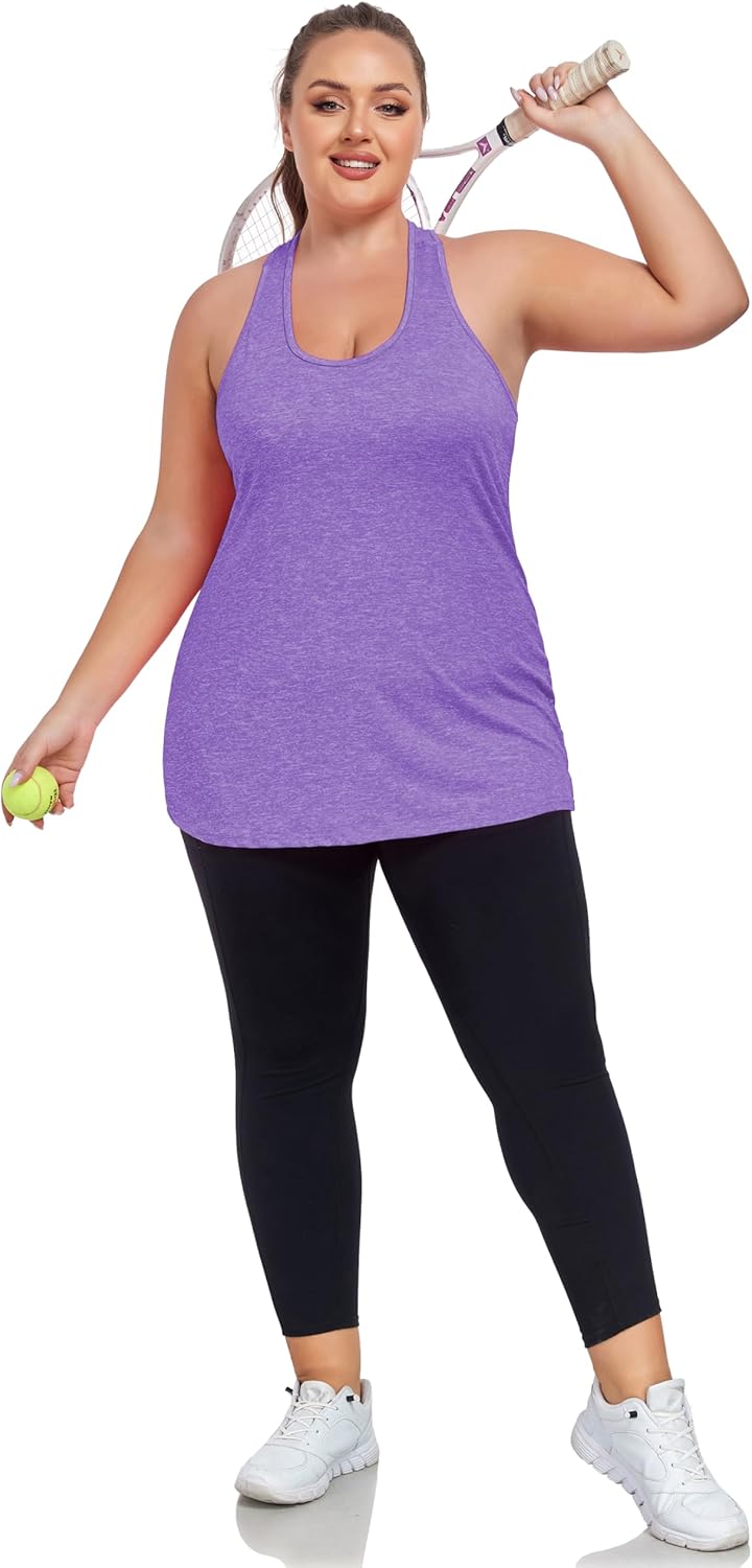 Women's Plus Size Athletic Tank Tops Cross Backless Racerback Workout Yoga Running Sleevelss Shirts - Image 5