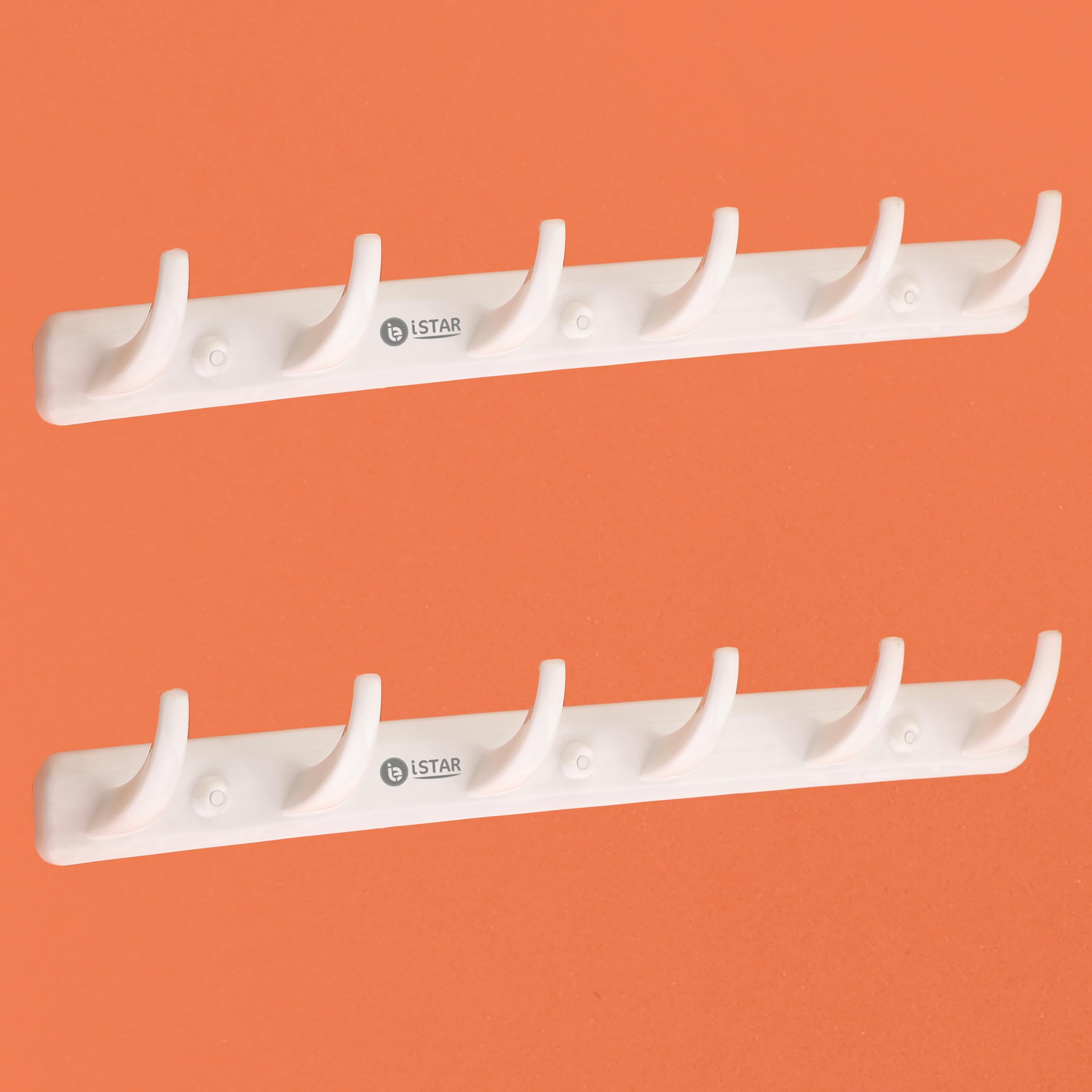 iSTAR 6 Pin Drill Free Door Handing Hooks Suitable for Bathroom Cloth Hooks Hanger Wall Bedroom Bathroom Robe Hooks Rail for Hanging Keys,Clothes,Towel (White) Pack of 2 (B0D4MG2MK1) Amazon Price History, Amazon Price Tracker