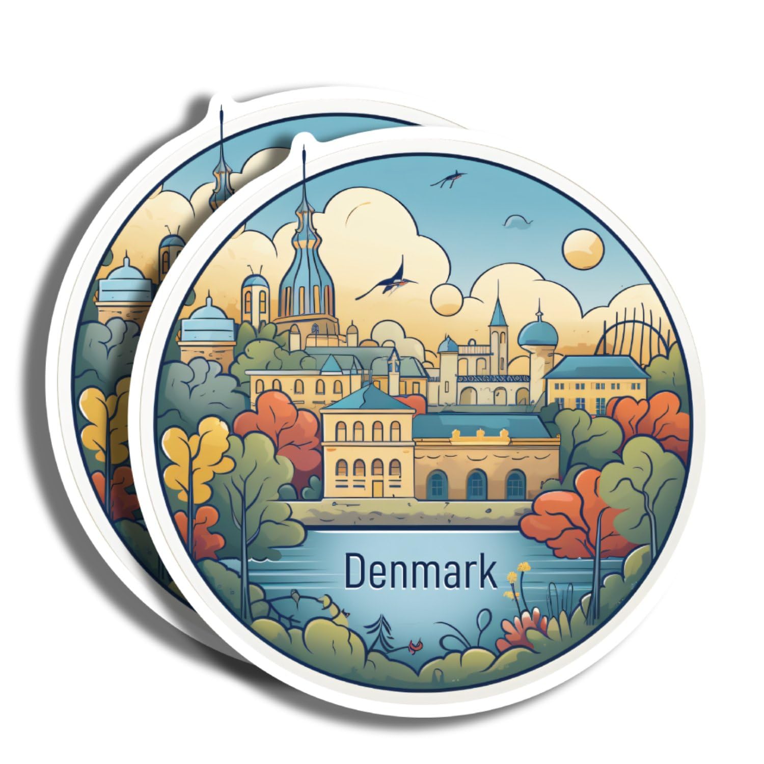 Denmark Stickers - 5" Decal - Famous Landmarks - for Luggage, Laptop, Water Bottle, Car, Scrapbooking - Denmark Souvenir - 130+ Options to Choose from - Latex Printed - Made in USA PLS422