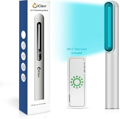 Varita desinfectante de luz UV-C - Potente luz UV de 253 nm recargable de mano ultravioleta portátil para el hogar, oficina, viajes, tarjeta de