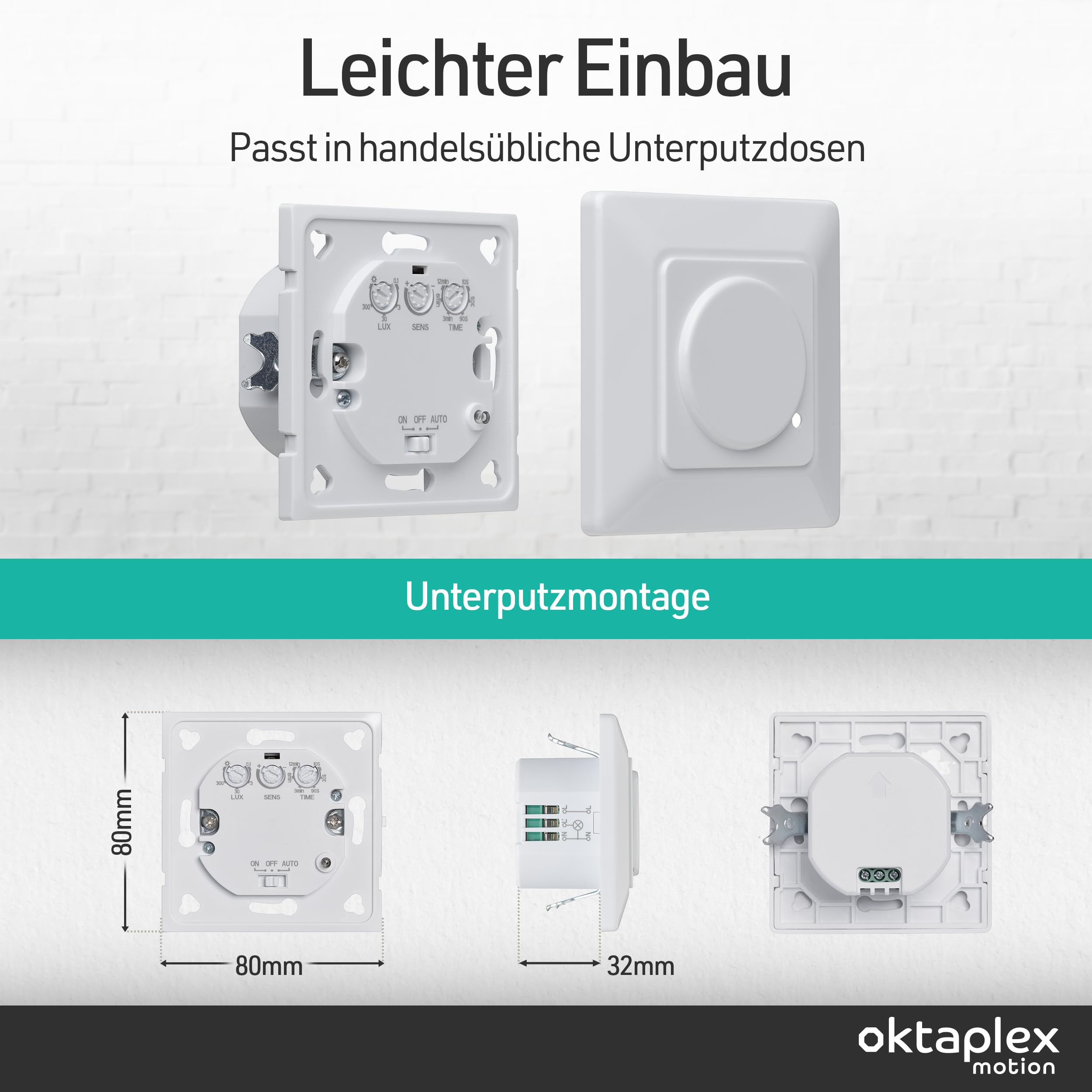 Oktaplex Fee 2er Set Bewegungsmelder Unterputz Weiss
