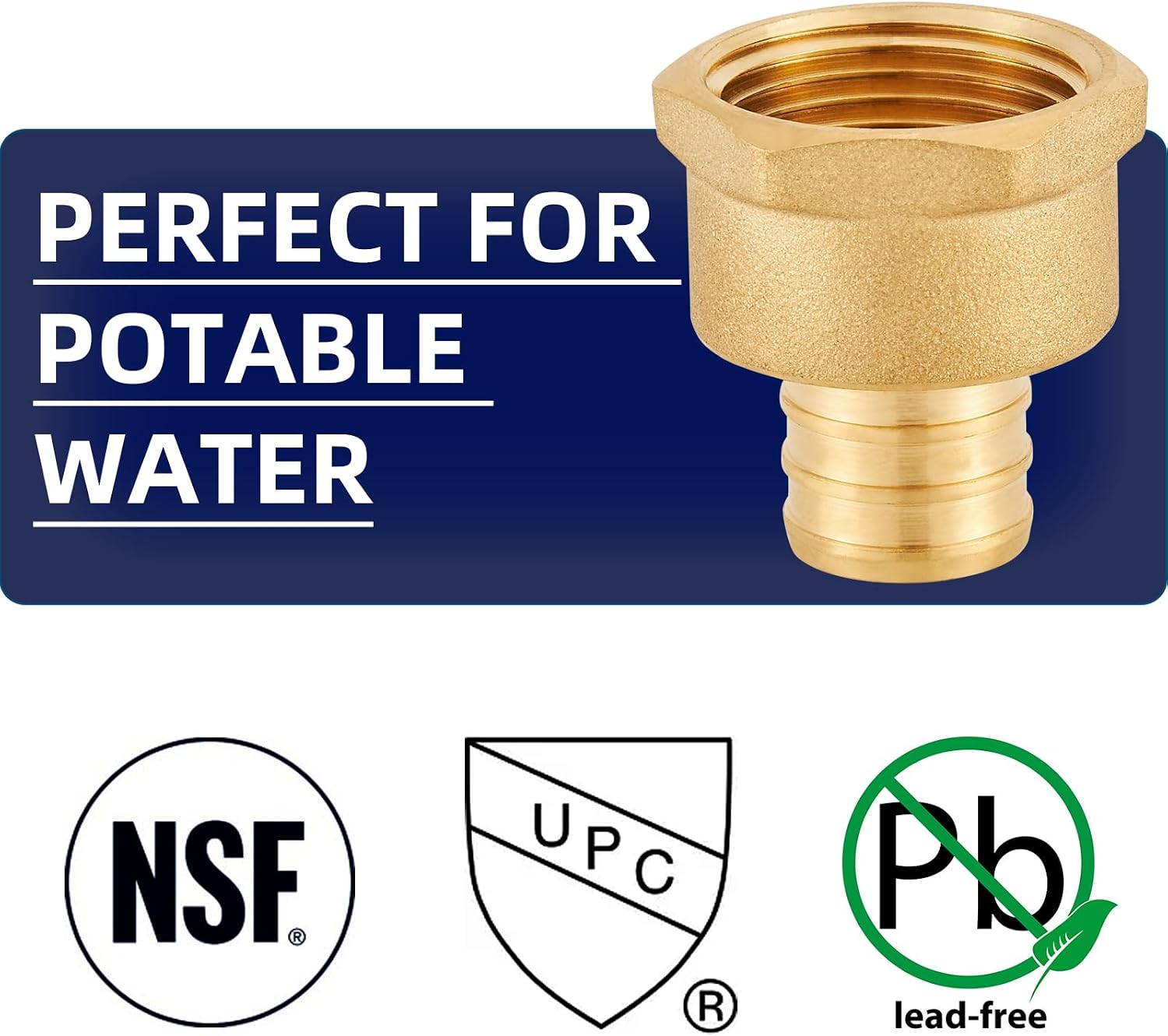 Lead-Free Brass 3/4" Pex Fittings, 3/4 Pex Female Adapter, PEX 3/4" x 3/4" NPT Female Threaded Adapter, 3/4" Pex to 3/4" Female NPT Fittiings 4pcs (PEX 3/4" x 3/4" NPT Female)
