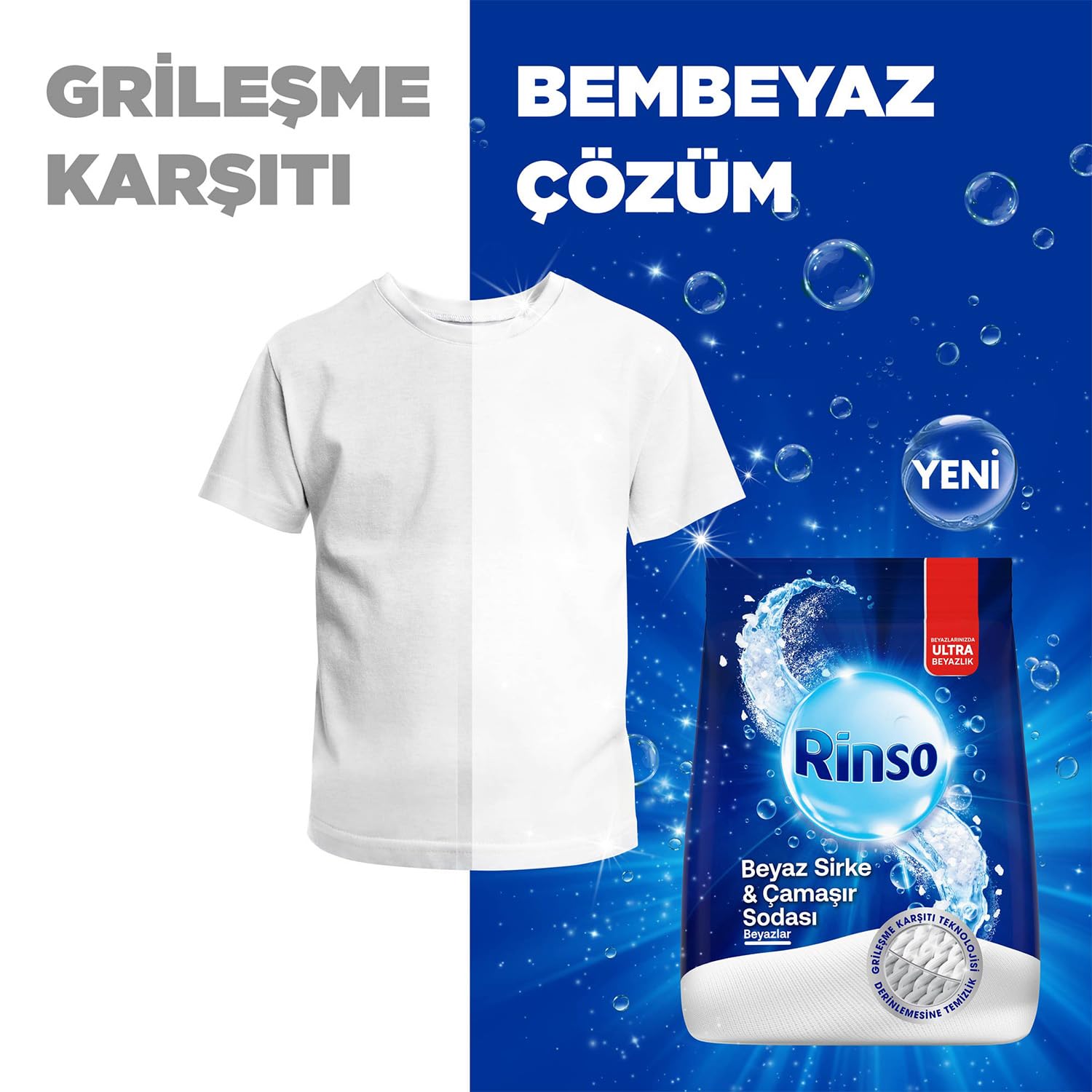 Rinso Beyaz Sirke ve Çamaşır Sodası Beyazlar için Toz Deterjan 8 KG