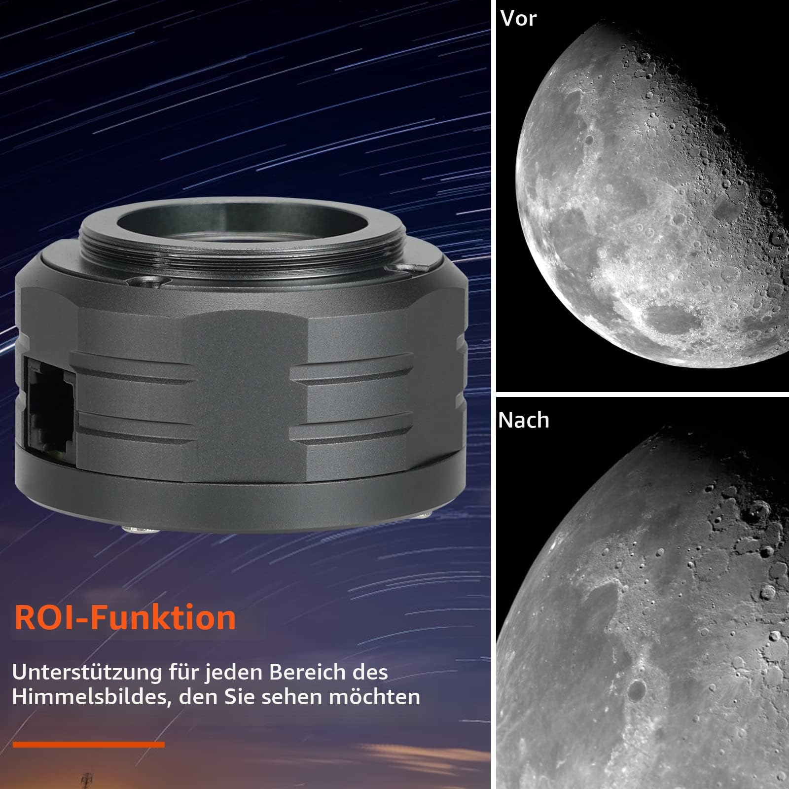 Svbony SV705C Astrokamera, USB3.0 FarbKamera mit IMX585 Color CMOS ST4 Port Groß Full Well, Dual Gain HDR Hohe NIR Empfindlichkeit, Teleskop Okular Kamera für Planetare Fotografie EAA Bildgebung